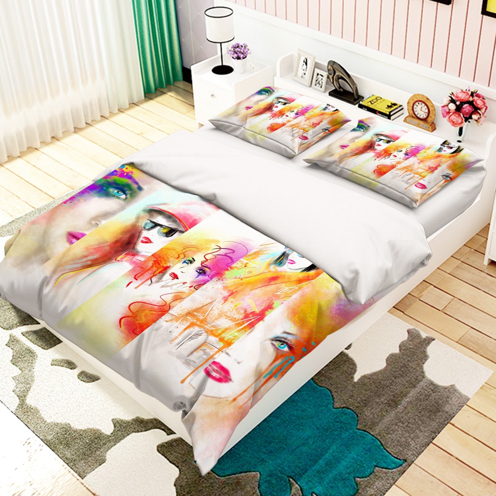 3D Graffiti Colored Women 191 Bed Pillowcases Quilt Wallpaper AJ Wallpaper
