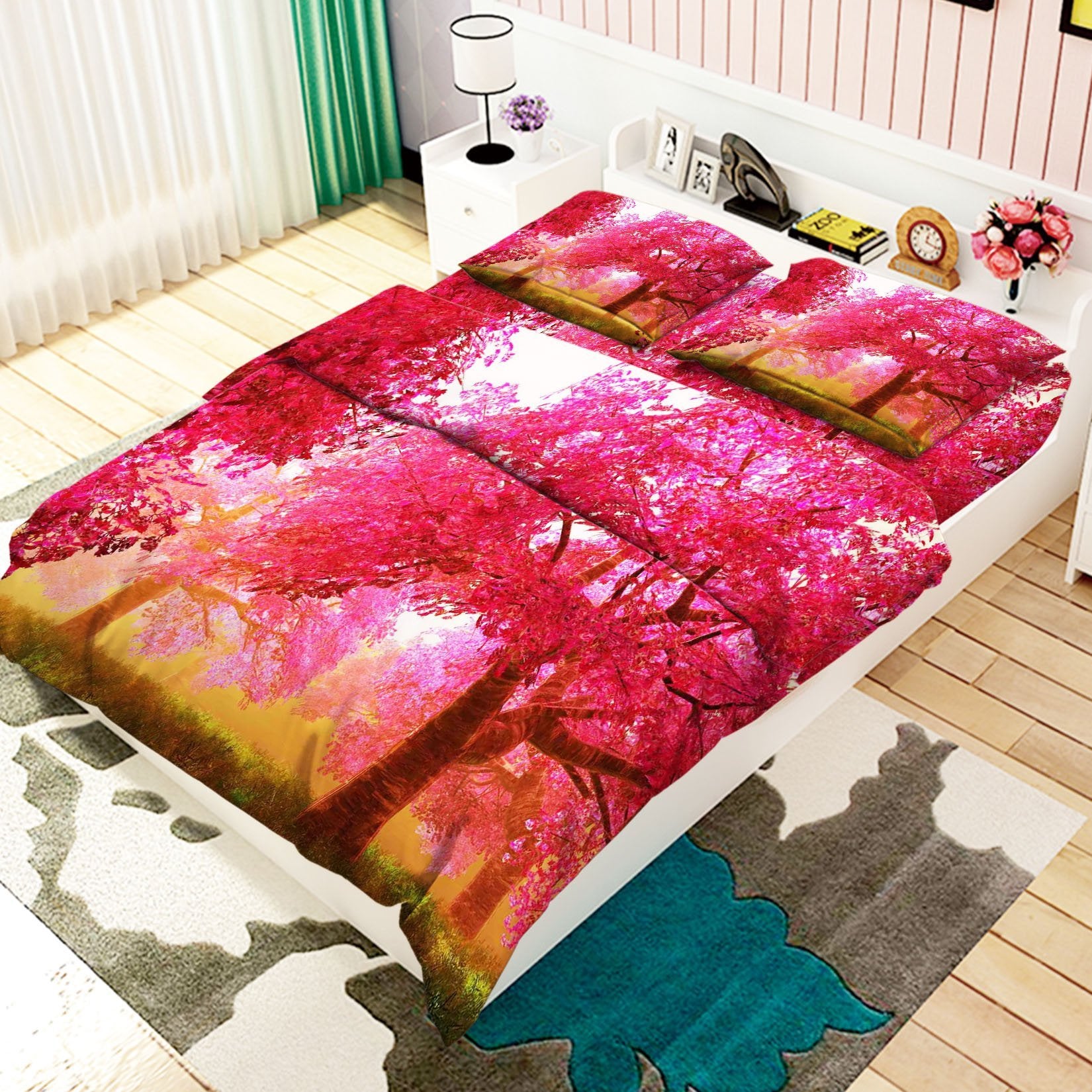 3D Pretty Maple Trees 96 Bed Pillowcases Quilt Wallpaper AJ Wallpaper