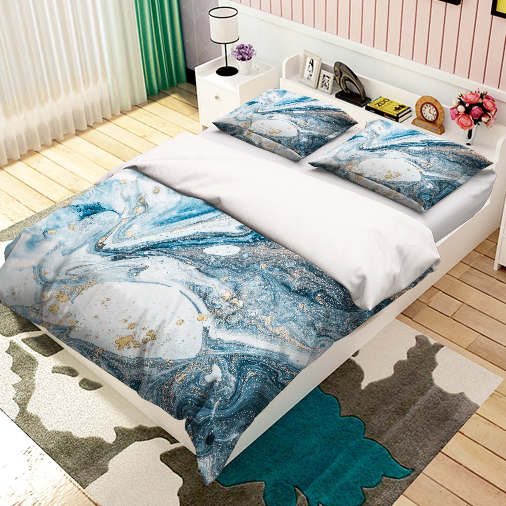 3D Light Blue Gradient 061 Bed Pillowcases Quilt Wallpaper AJ Wallpaper