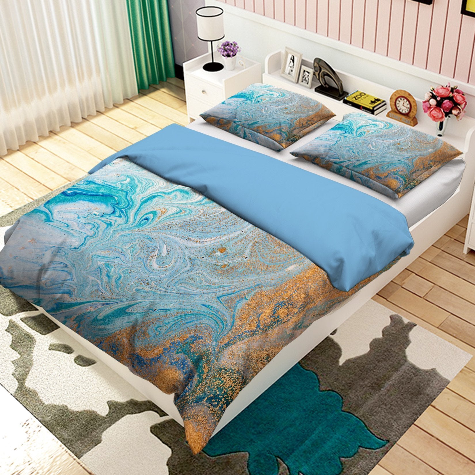 3D Light Blue Pigment 051 Bed Pillowcases Quilt Wallpaper AJ Wallpaper