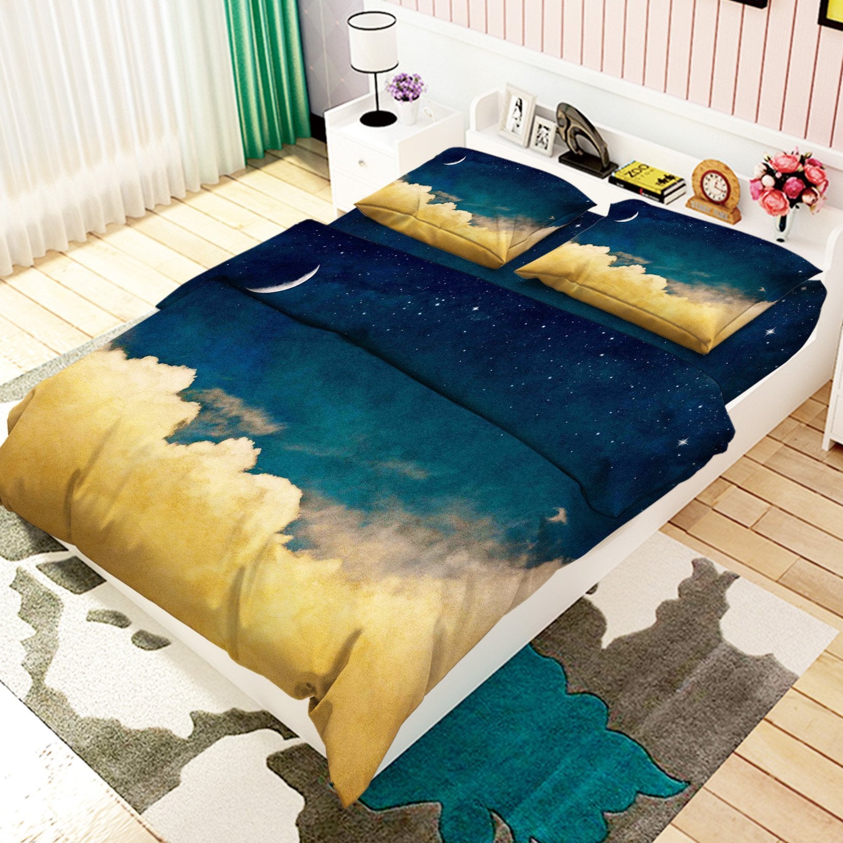 3D Stars Sky Clouds 100 Bed Pillowcases Quilt Wallpaper AJ Wallpaper