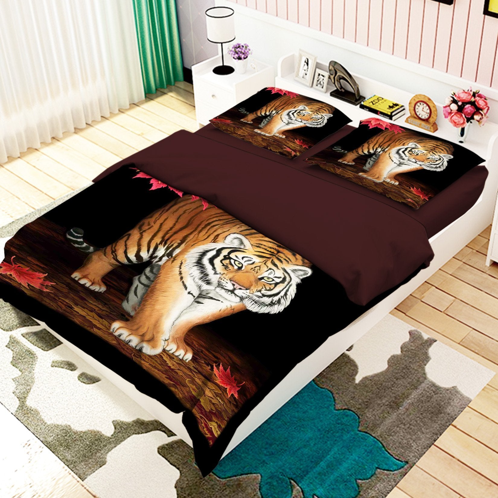 3D Tiger Leisurely 132 Bed Pillowcases Quilt Wallpaper AJ Wallpaper