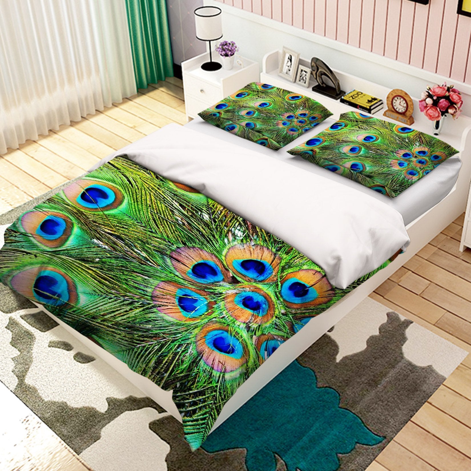 3D Beautiful Peacock Tail 001 Bed Pillowcases Quilt Wallpaper AJ Wallpaper