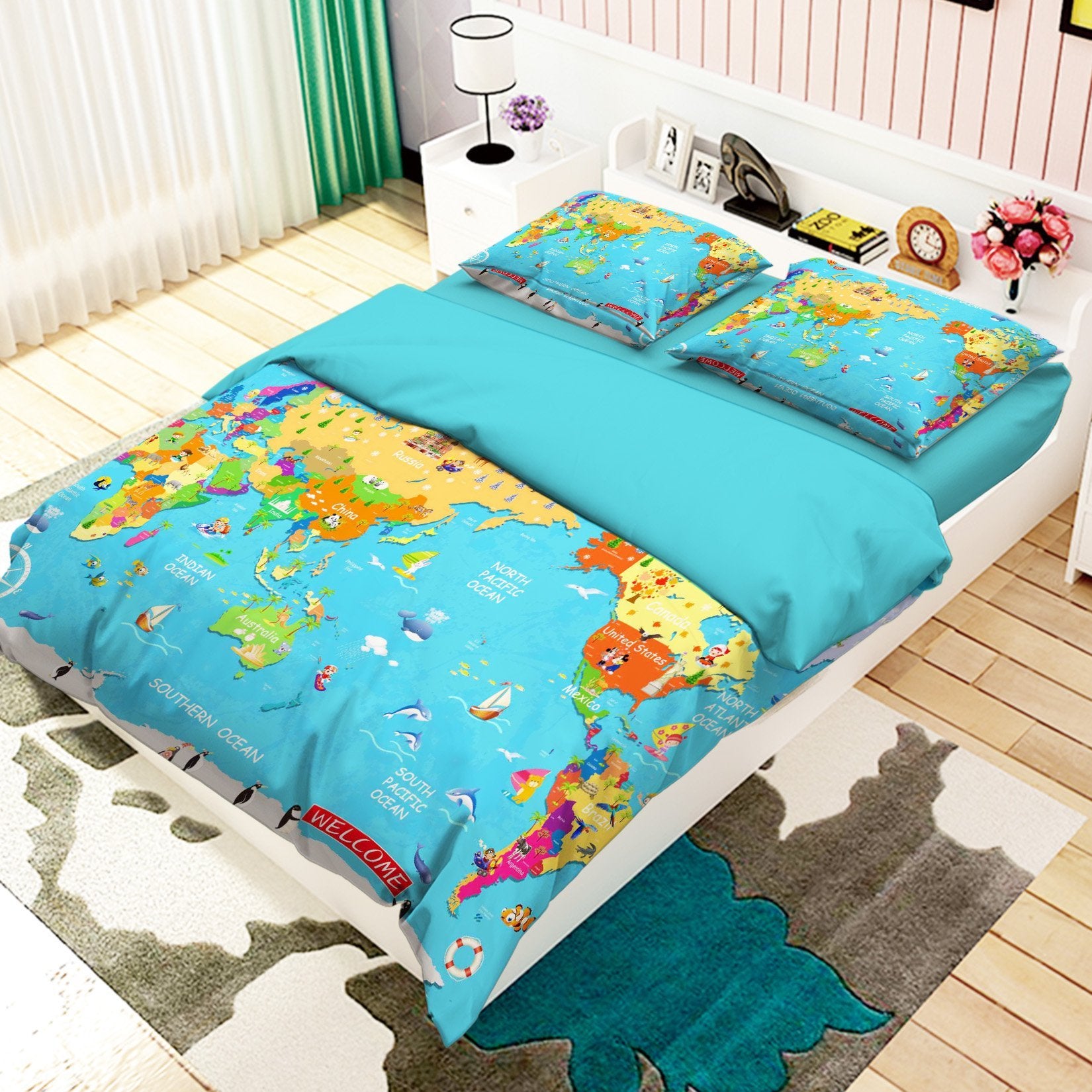 3D Colored World Map 353 Bed Pillowcases Quilt Wallpaper AJ Wallpaper