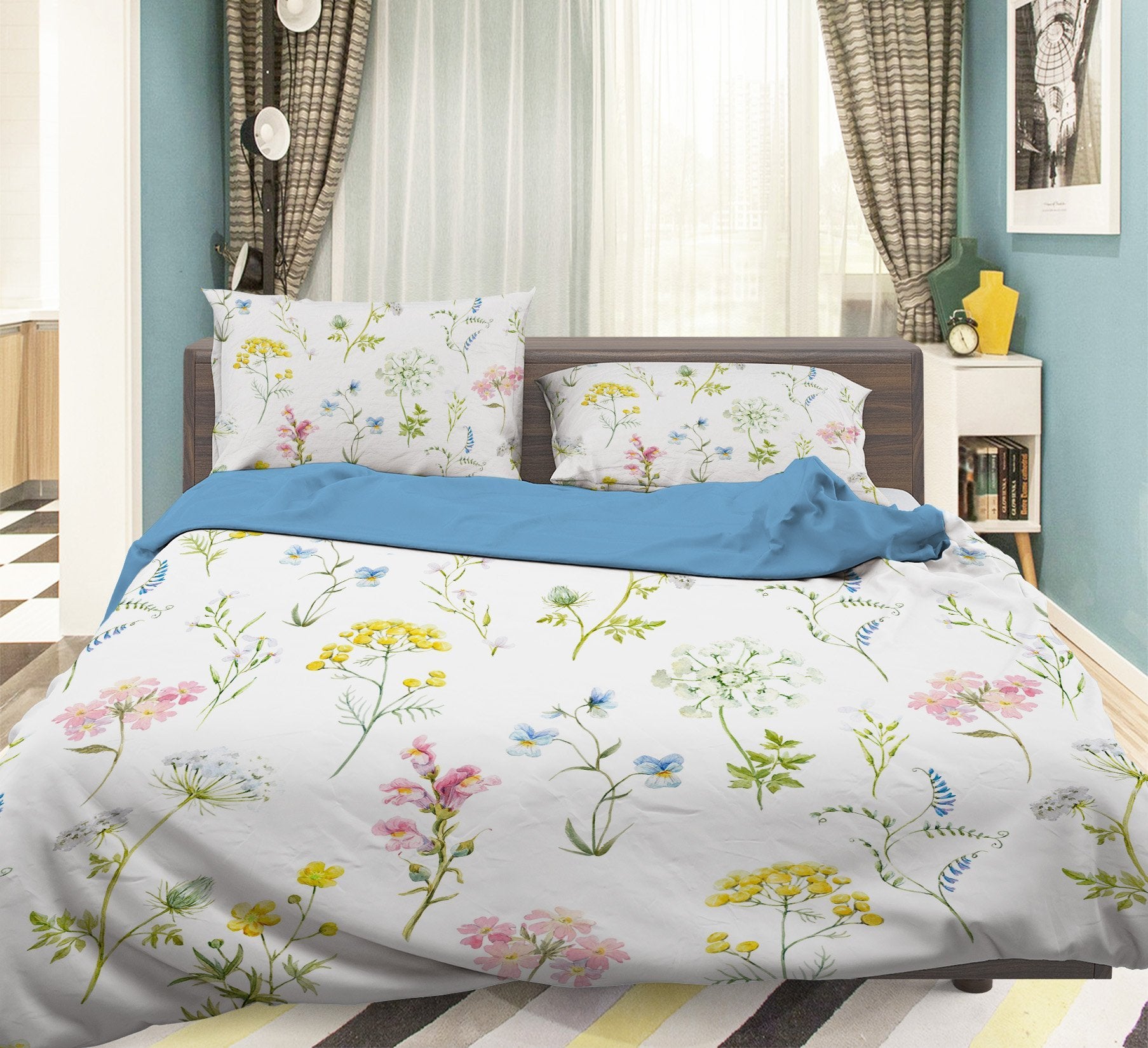 3D Colored Flowers 059 Bed Pillowcases Quilt Wallpaper AJ Wallpaper
