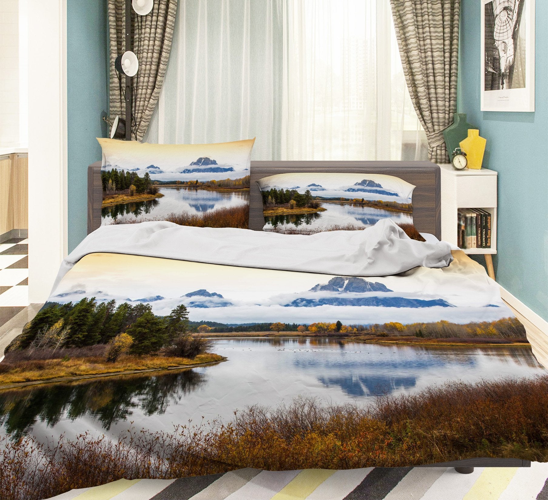 3D River Mountain 230 Bed Pillowcases Quilt Wallpaper AJ Wallpaper