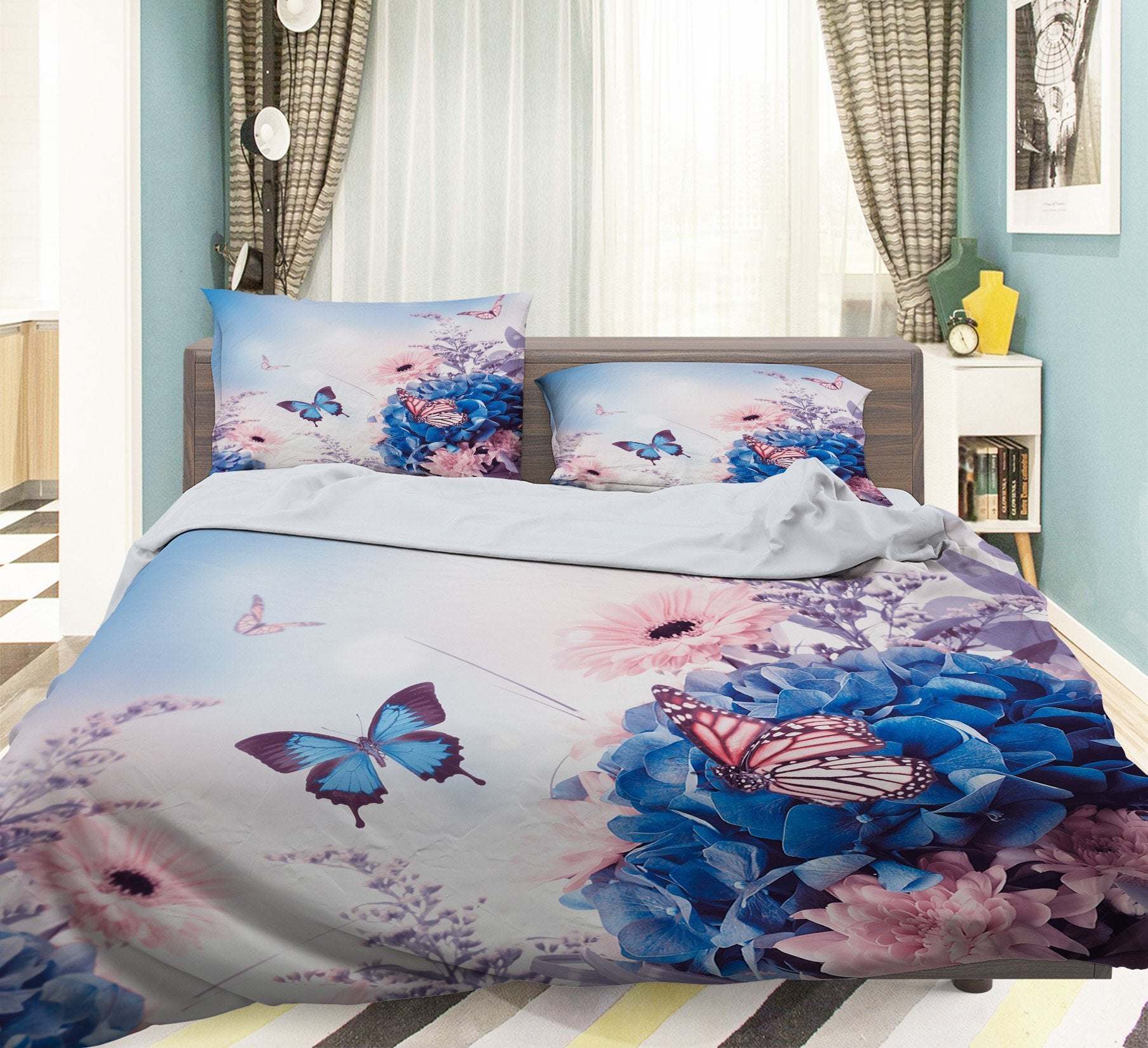 3D Flowers Butterflies 347 Bed Pillowcases Quilt Wallpaper AJ Wallpaper