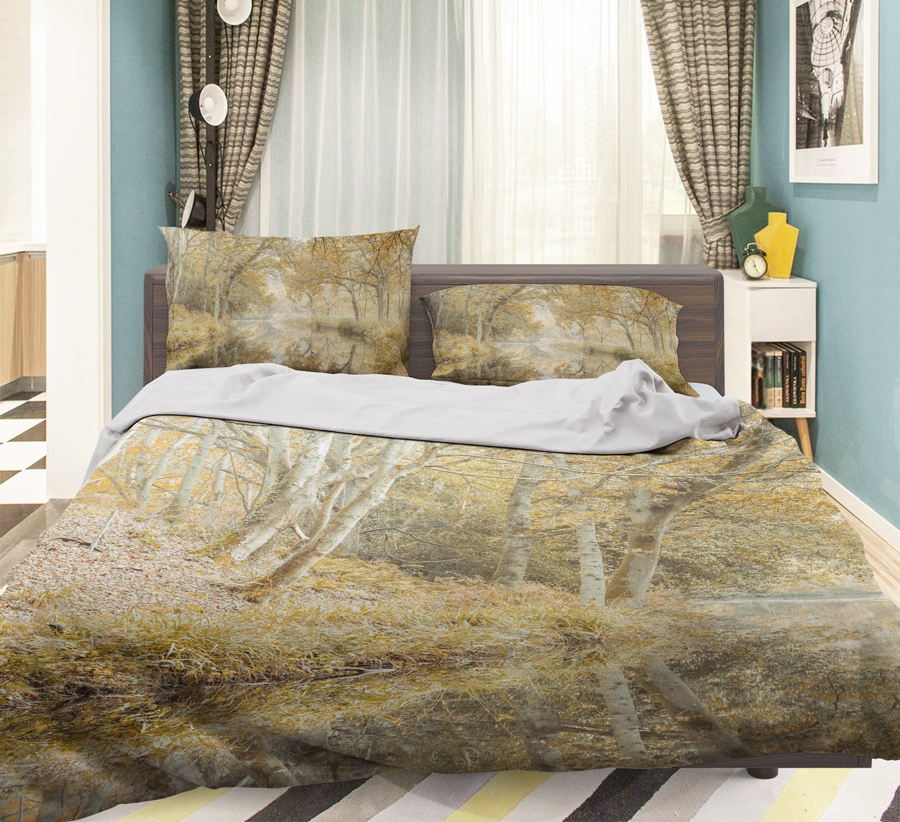 3D Riverside Trees 7155 Assaf Frank Bedding Bed Pillowcases Quilt Cover Duvet Cover