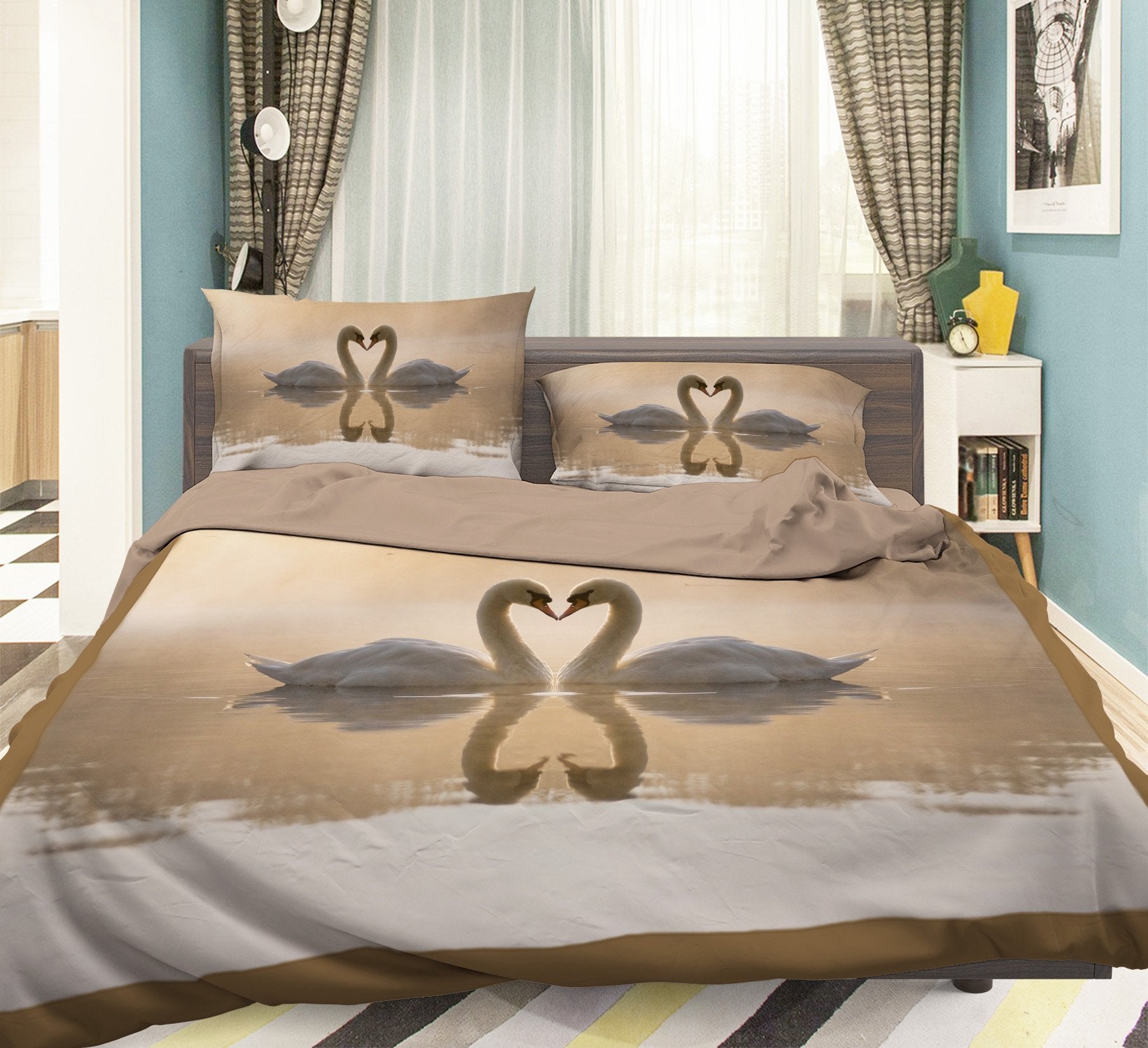 3D Sunset Goose 140 Bed Pillowcases Quilt Wallpaper AJ Wallpaper