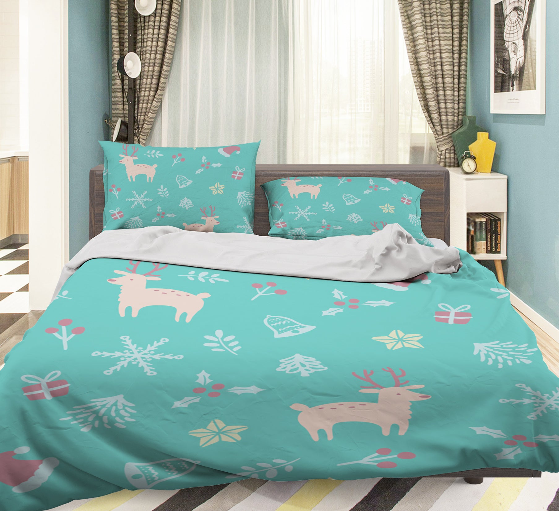 3D Deer Snowflake 31111 Christmas Quilt Duvet Cover Xmas Bed Pillowcases