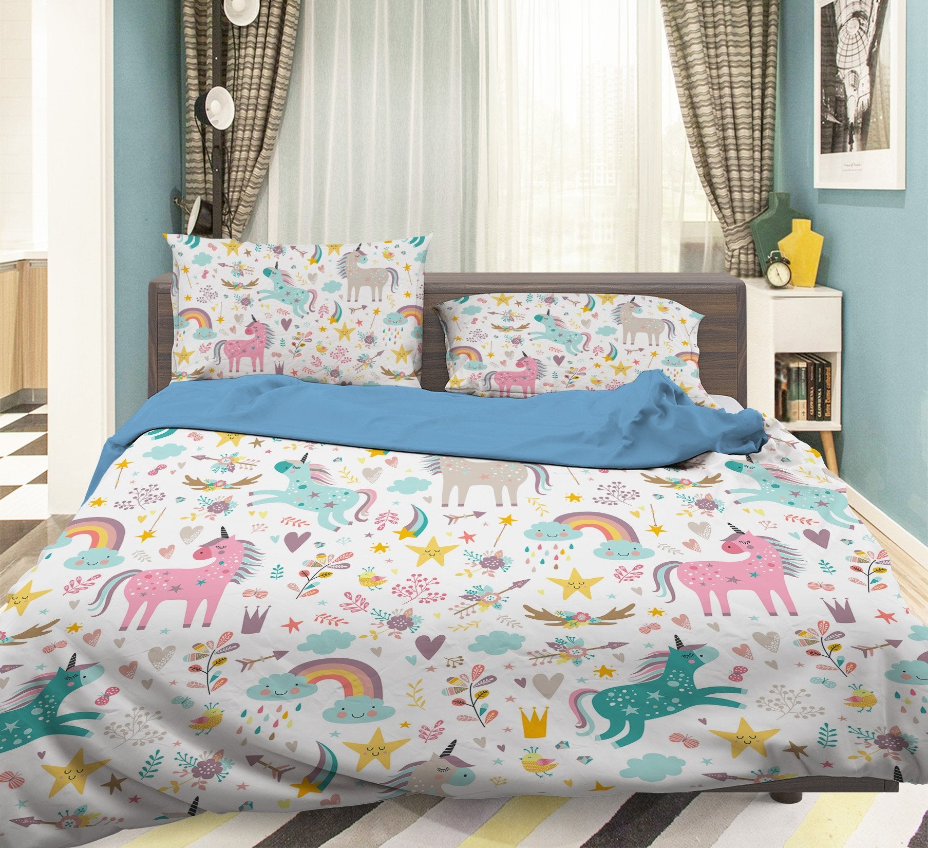 3D Rainbow Horse 072 Bed Pillowcases Quilt Wallpaper AJ Wallpaper