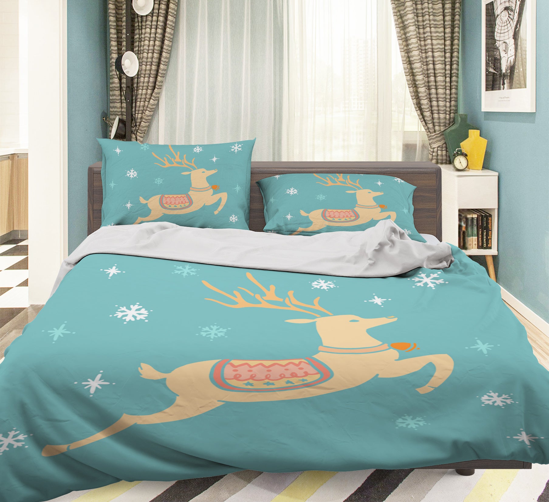 3D Deer 31113 Christmas Quilt Duvet Cover Xmas Bed Pillowcases