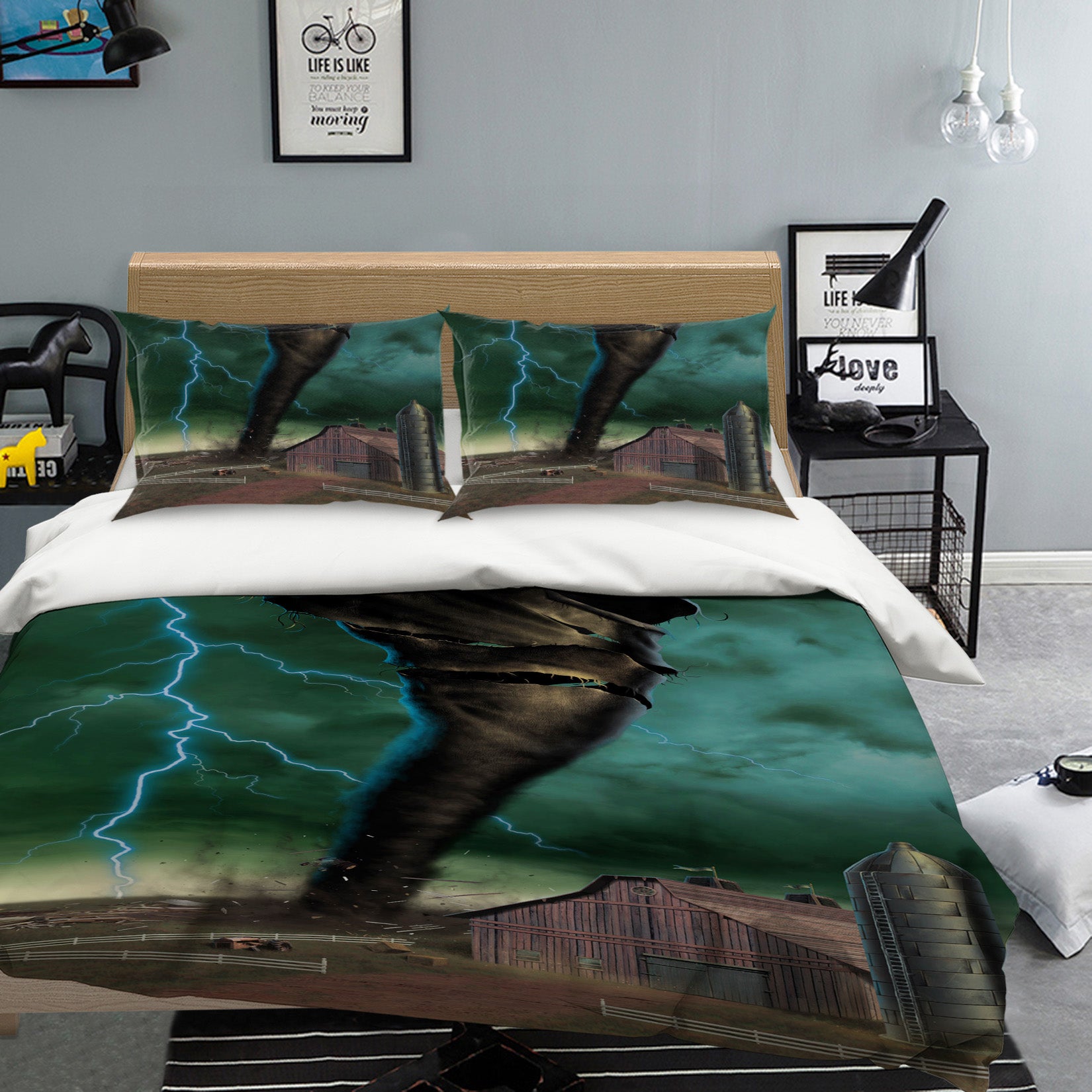 3D Tornado Breakthrough 092 Bed Pillowcases Quilt Exclusive Designer Vincent