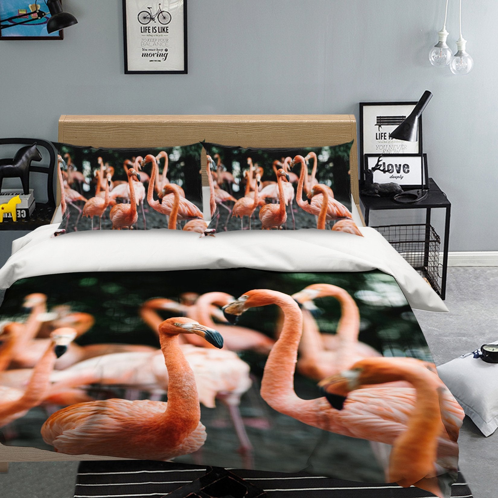 3D Flamingo Group 1947 Bed Pillowcases Quilt Quiet Covers AJ Creativity Home