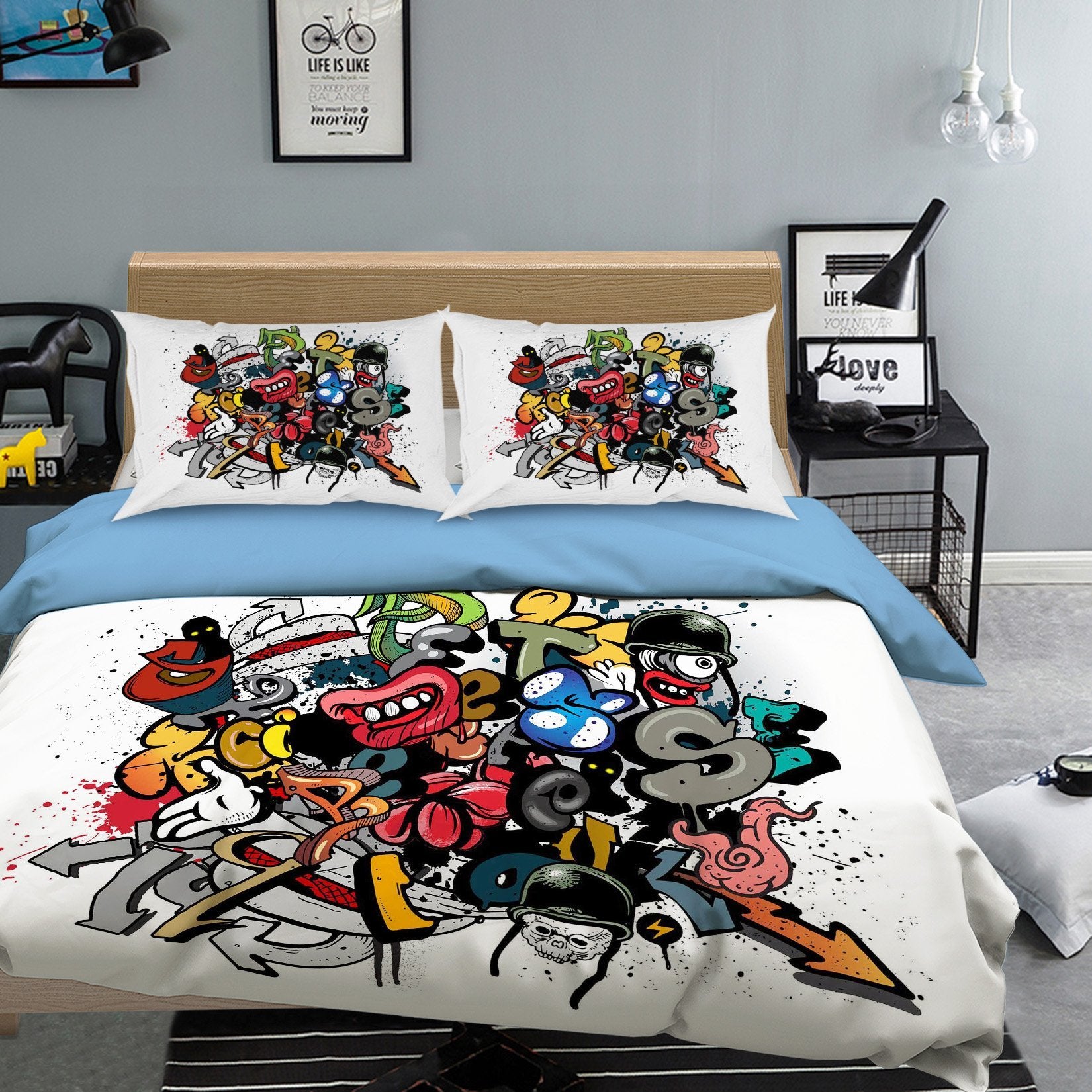 3D Graffiti Mouth 107 Bed Pillowcases Quilt Wallpaper AJ Wallpaper