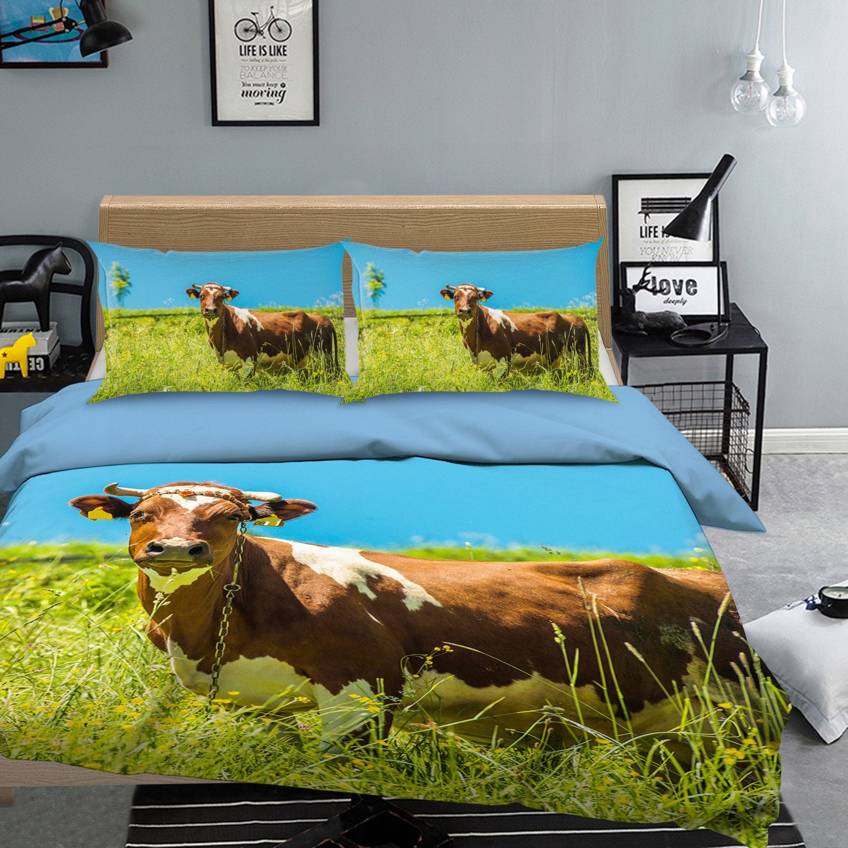 3D Brown Cow 878 Bed Pillowcases Quilt Quiet Covers AJ Creativity Home