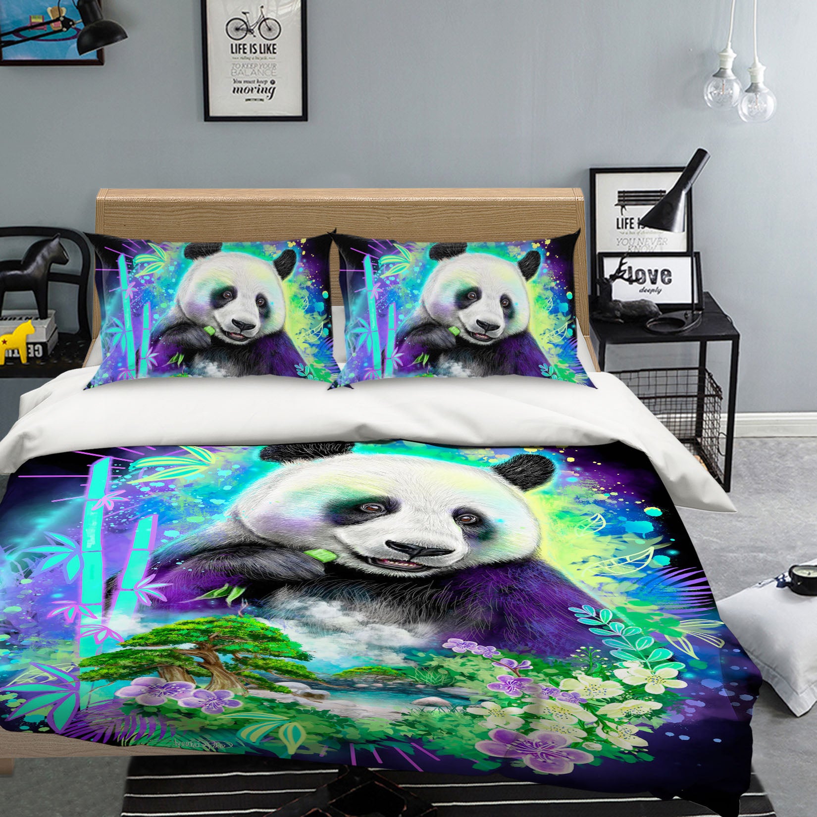 3D Petal Panda 8582 Sheena Pike Bedding Bed Pillowcases Quilt Cover Duvet Cover