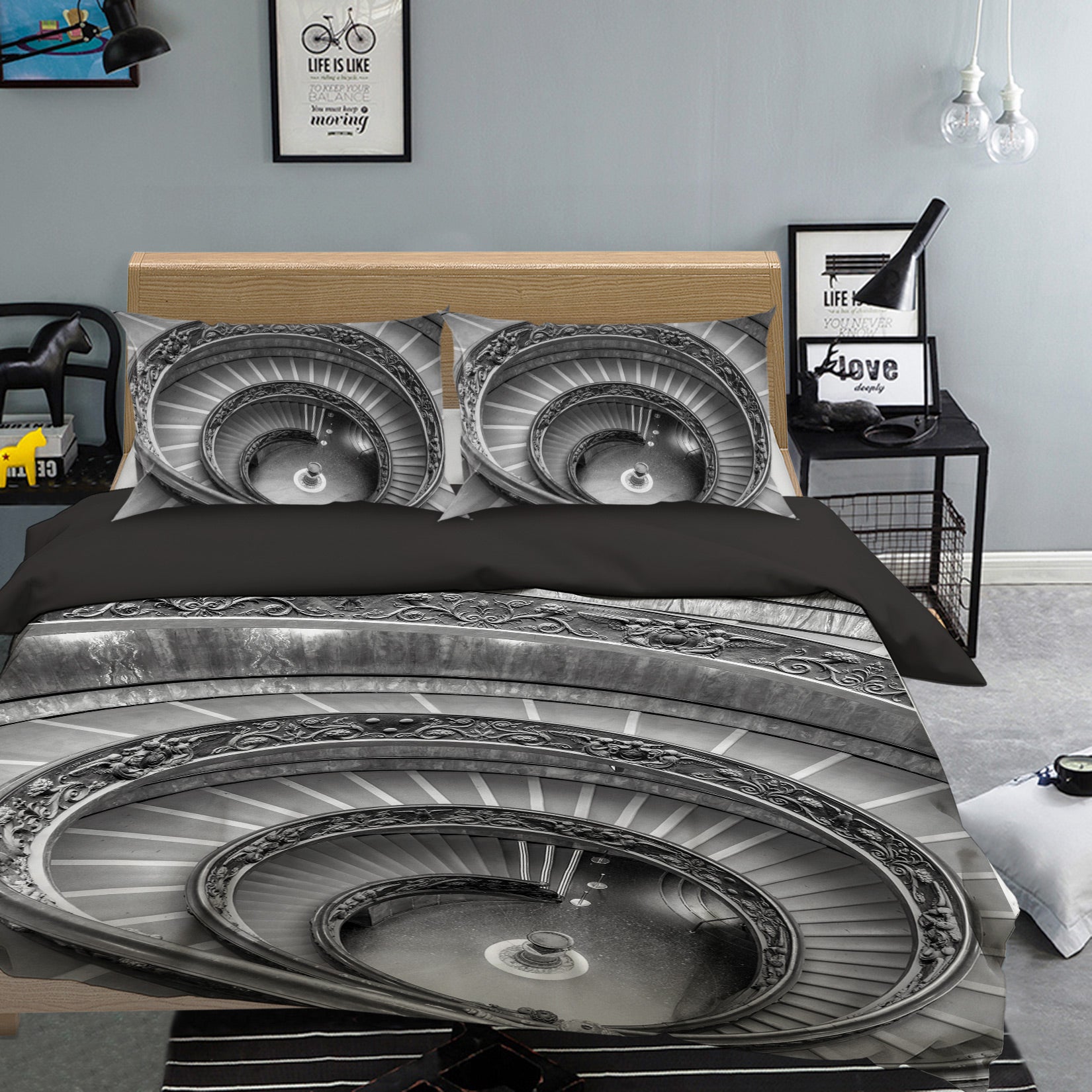 3D Black Spiral Staircase 1027 Assaf Frank Bedding Bed Pillowcases Quilt