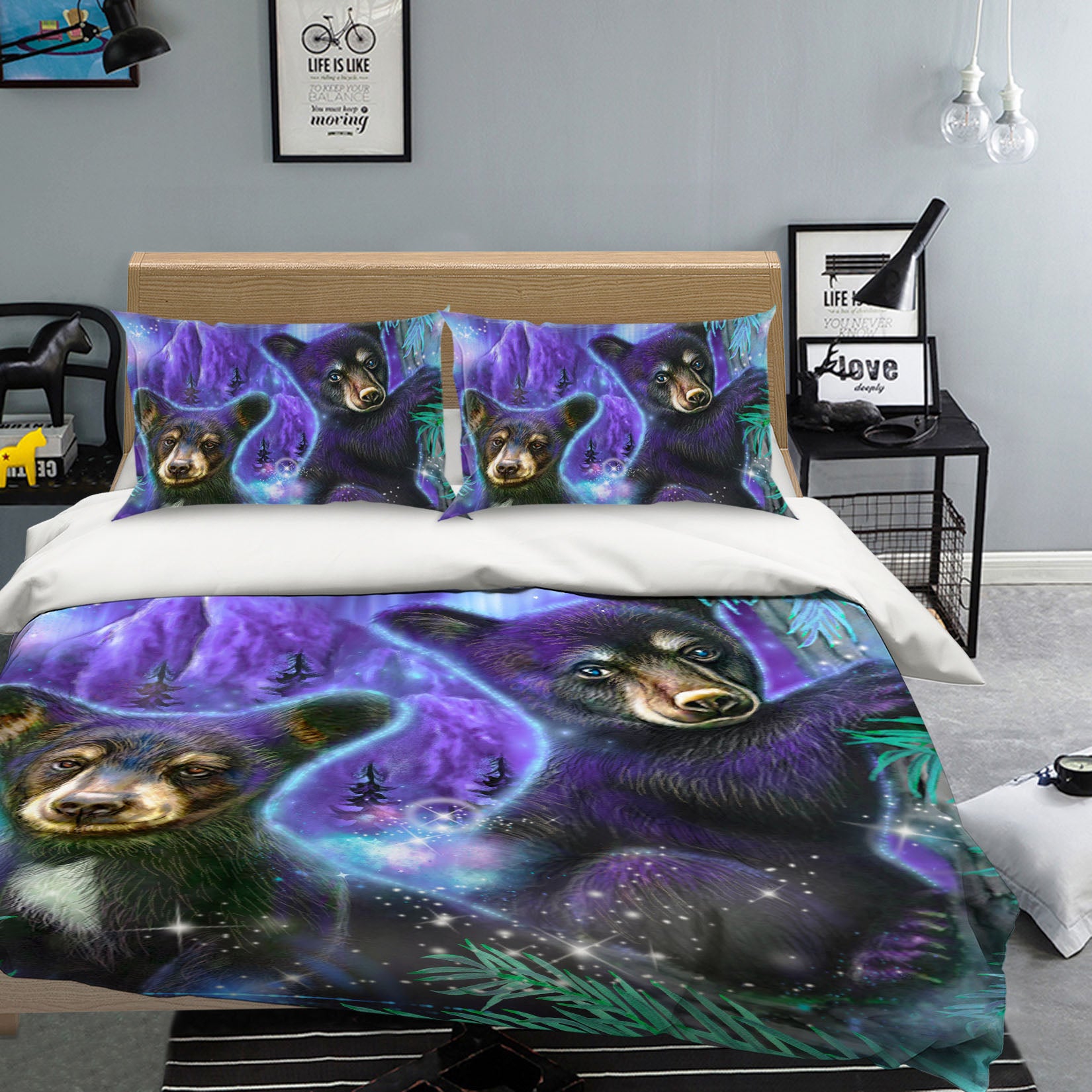 3D Baby Black Bear 8595 Sheena Pike Bedding Bed Pillowcases Quilt Cover Duvet Cover