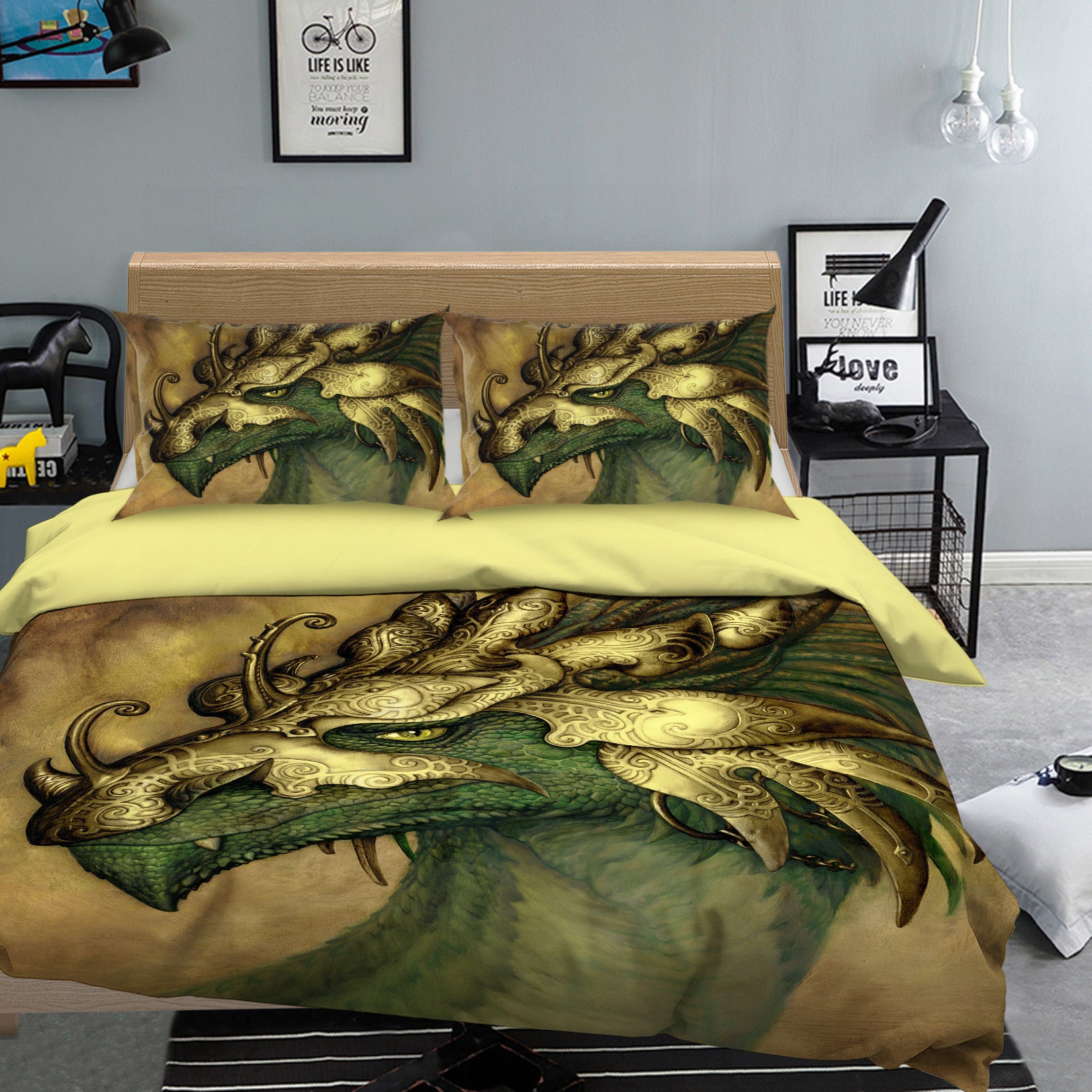 3D Dragon Head 7024 Ciruelo Bedding Bed Pillowcases Quilt