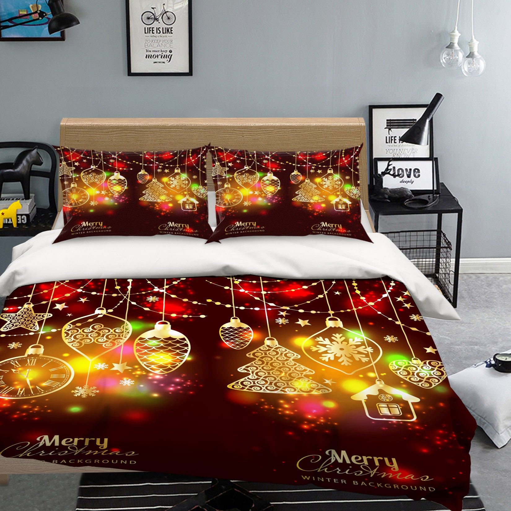 3D String Lights 52246 Christmas Quilt Duvet Cover Xmas Bed Pillowcases
