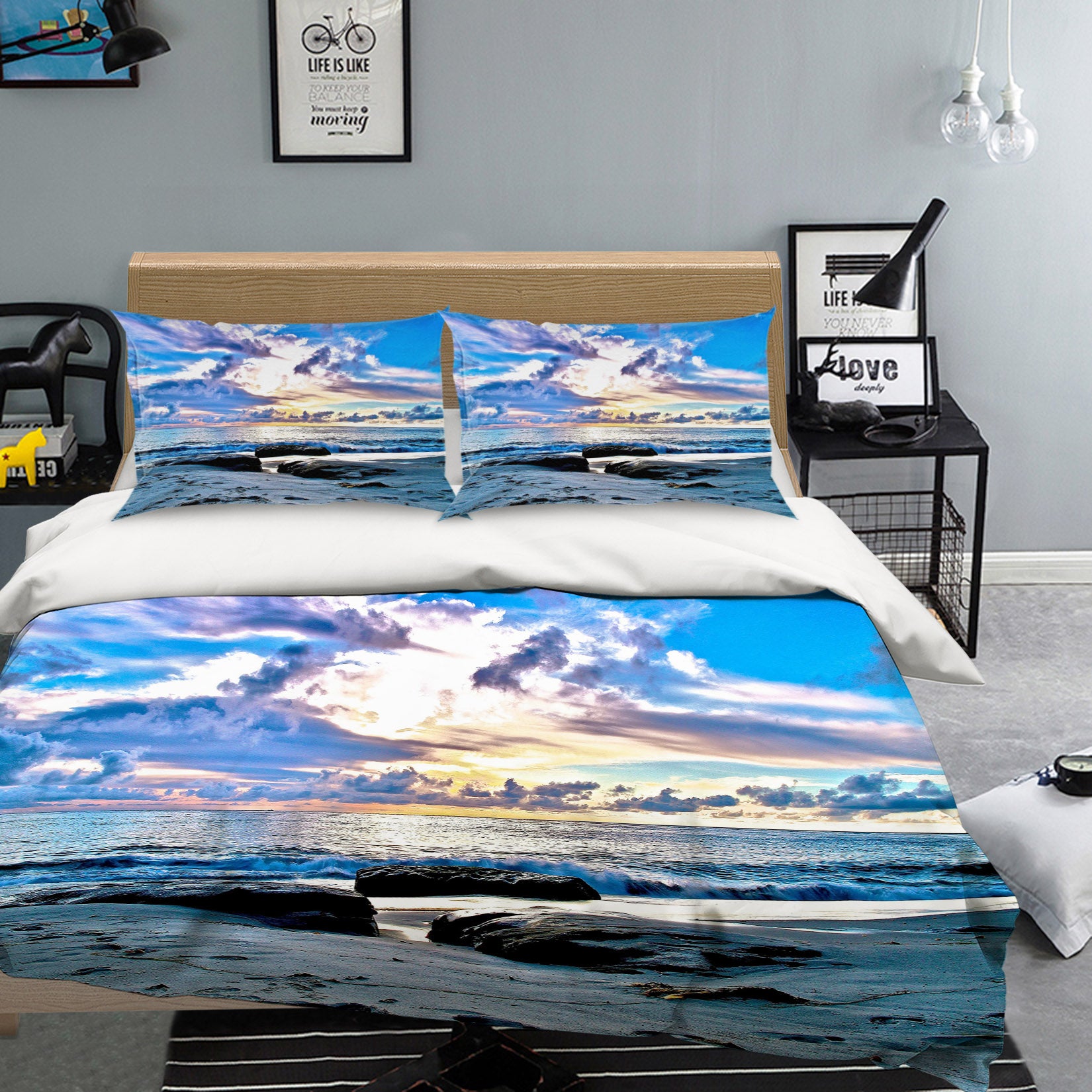 3D Sky Seaside 8678 Kathy Barefield Bedding Bed Pillowcases Quilt