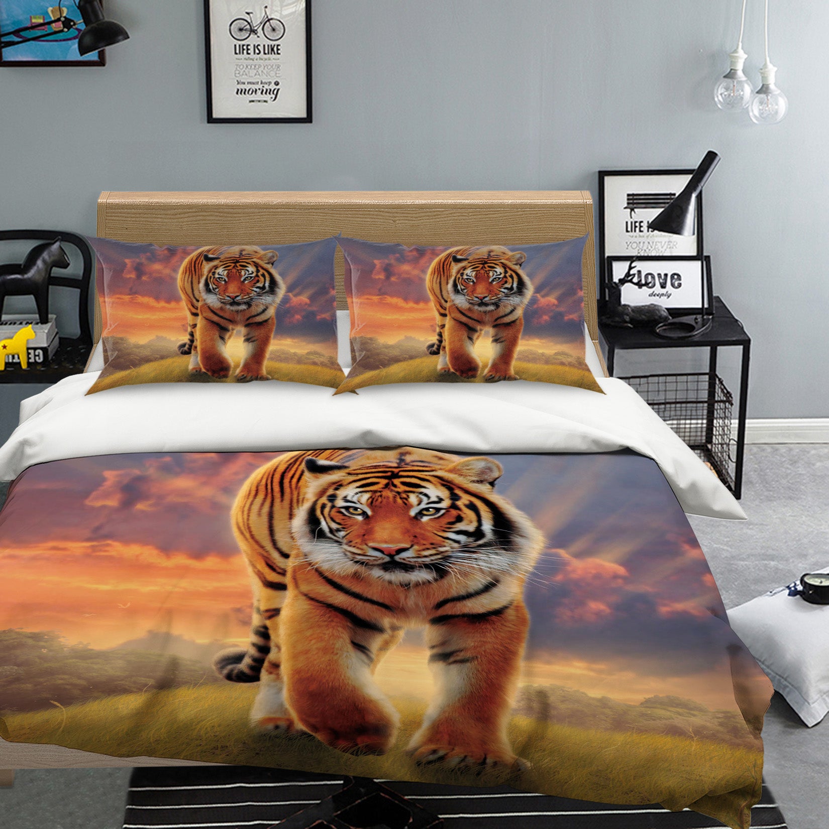 3D Rising Tiger 073 Bed Pillowcases Quilt Exclusive Designer Vincent