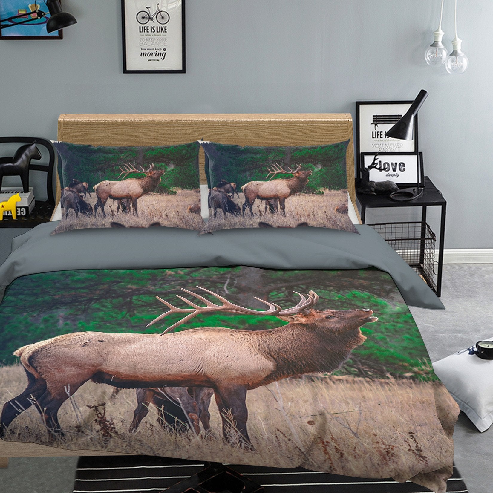 3D Elk 1938 Bed Pillowcases Quilt Quiet Covers AJ Creativity Home