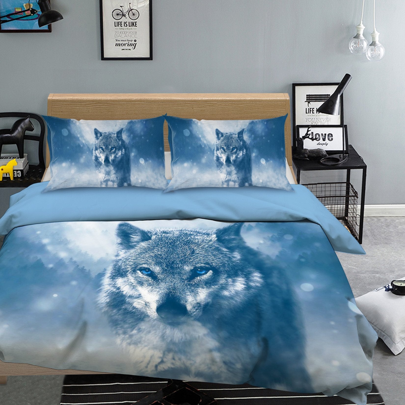 3D Wolf Eyes 114 Bed Pillowcases Quilt Wallpaper AJ Wallpaper