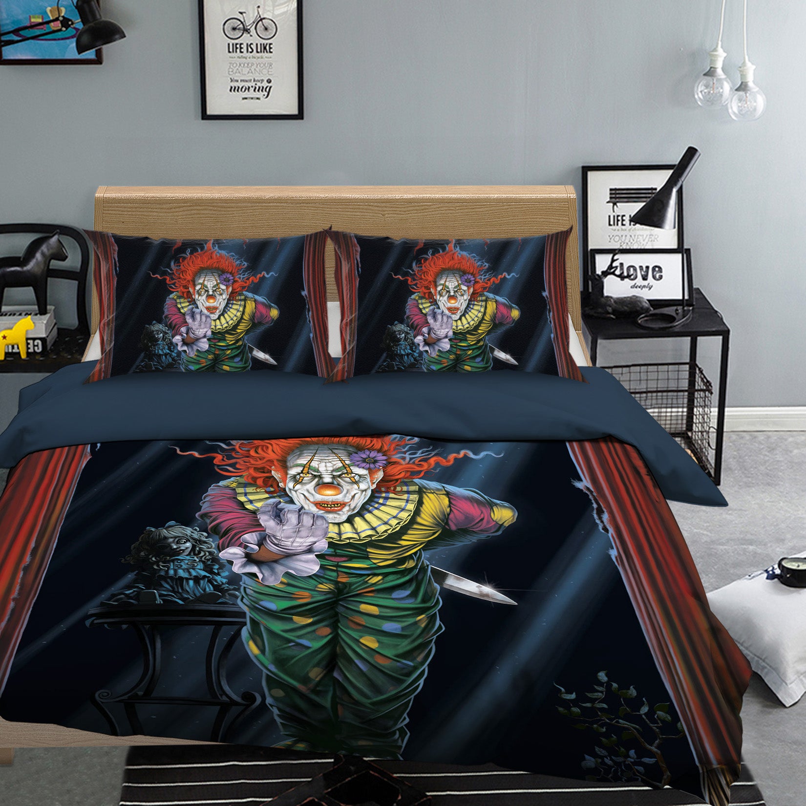 3D Surprise Clown 085 Bed Pillowcases Quilt Exclusive Designer Vincent