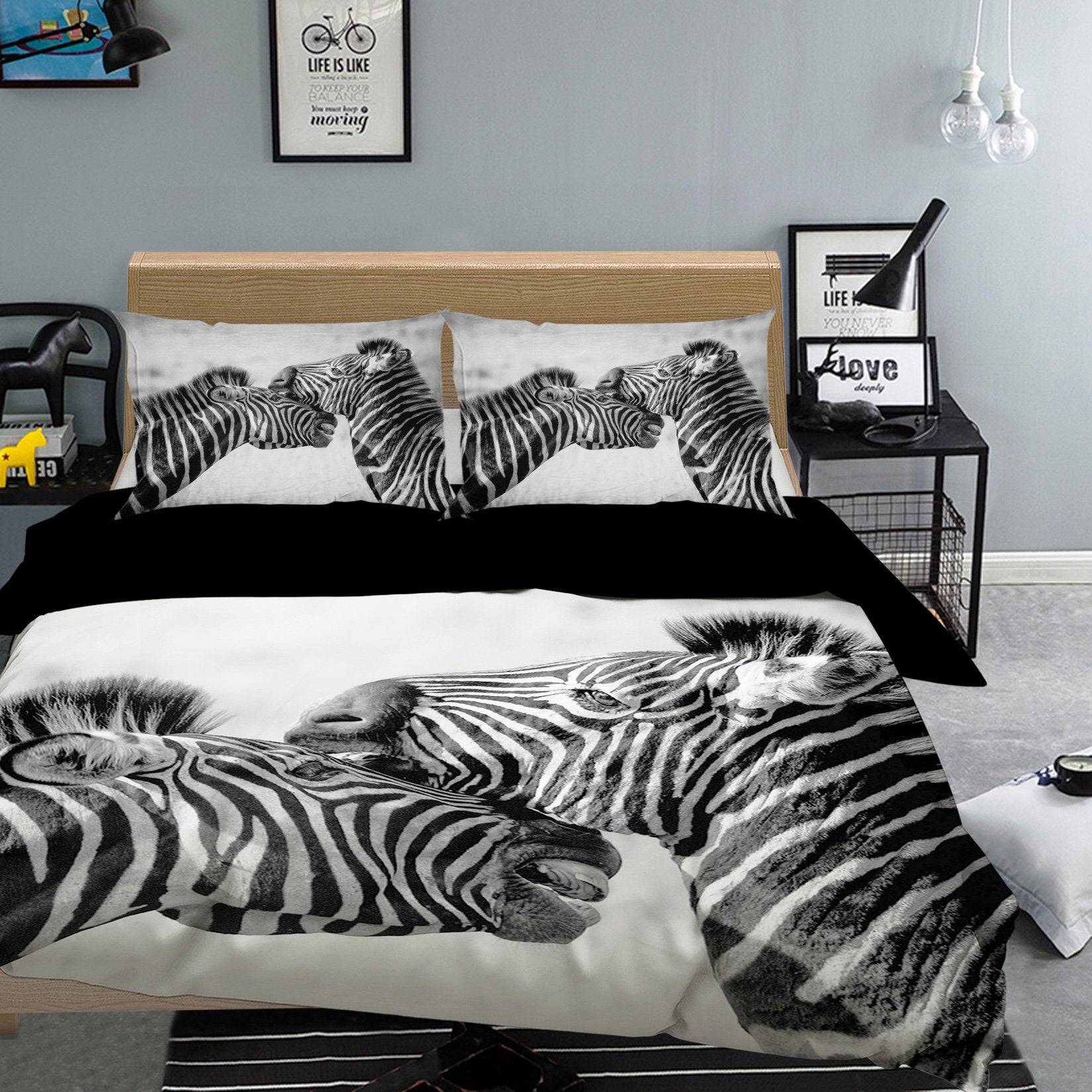 3D Two Zebras 2014 Bed Pillowcases Quilt Quiet Covers AJ Creativity Home