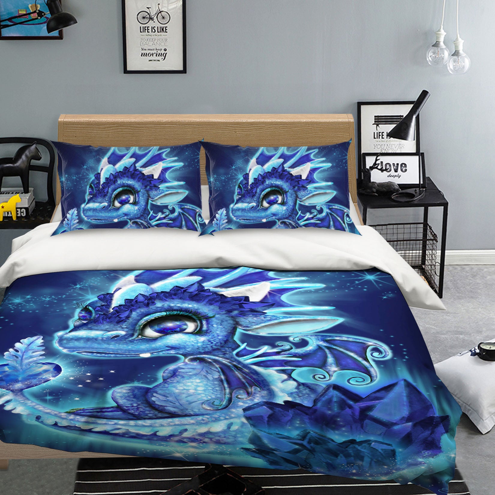 3D Blue Purple Dragon 8607 Sheena Pike Bedding Bed Pillowcases Quilt Cover Duvet Cover