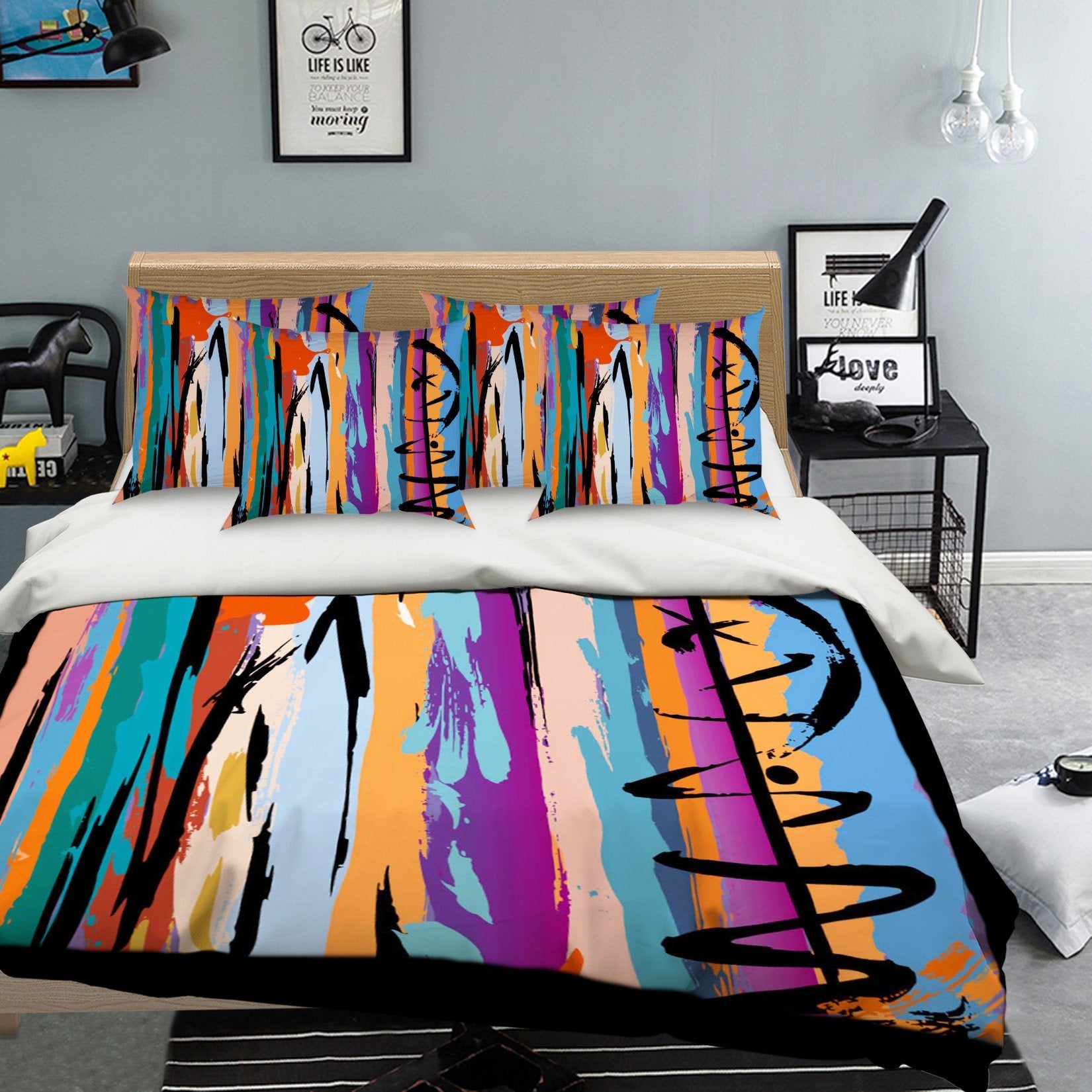 3D Colorful Paintd 178 Bed Pillowcases Quilt Wallpaper AJ Wallpaper