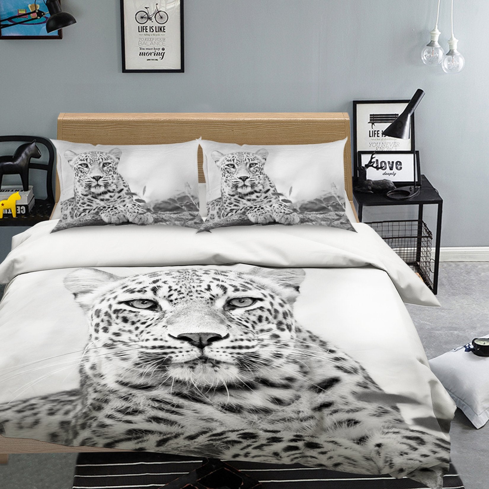 3D Grey Tiger 2004 Bed Pillowcases Quilt Quiet Covers AJ Creativity Home
