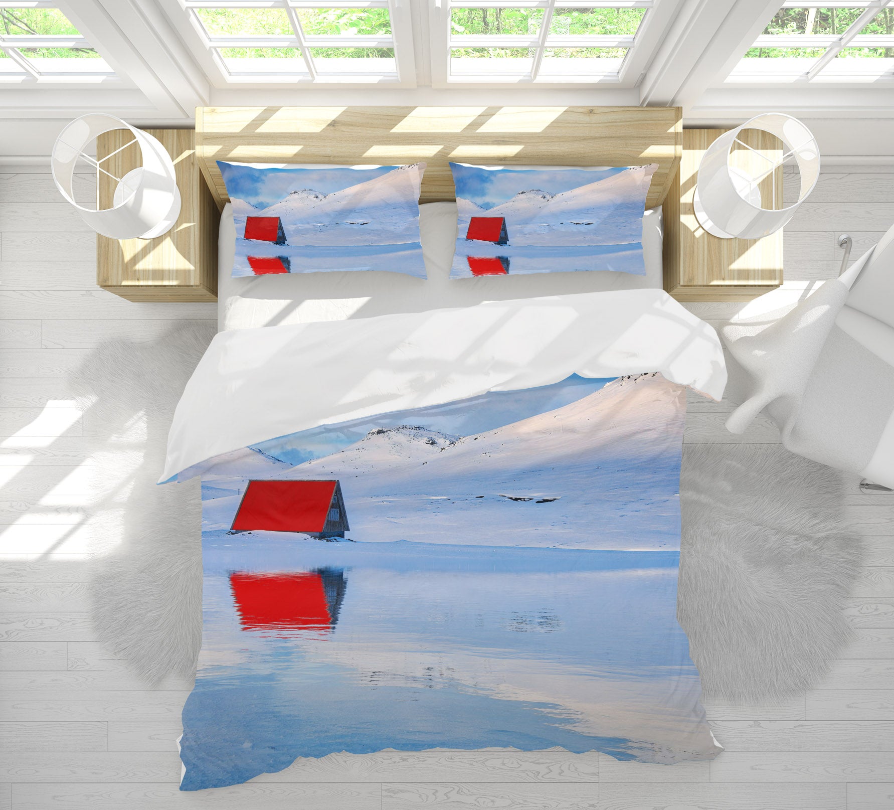 3D Red Hut River 137 Marco Carmassi Bedding Bed Pillowcases Quilt