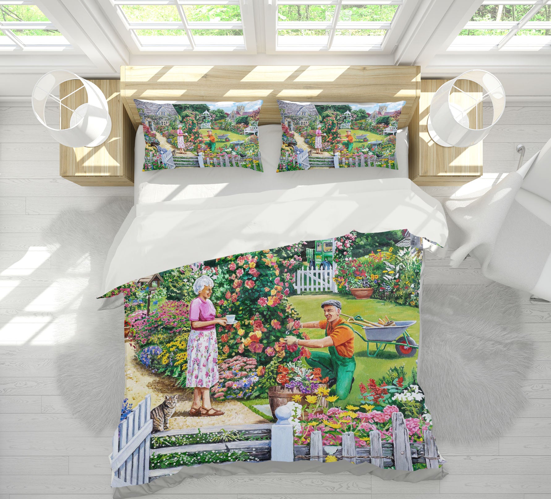 3D Tending A Cottage Garden 2056 Trevor Mitchell bedding Bed Pillowcases Quilt
