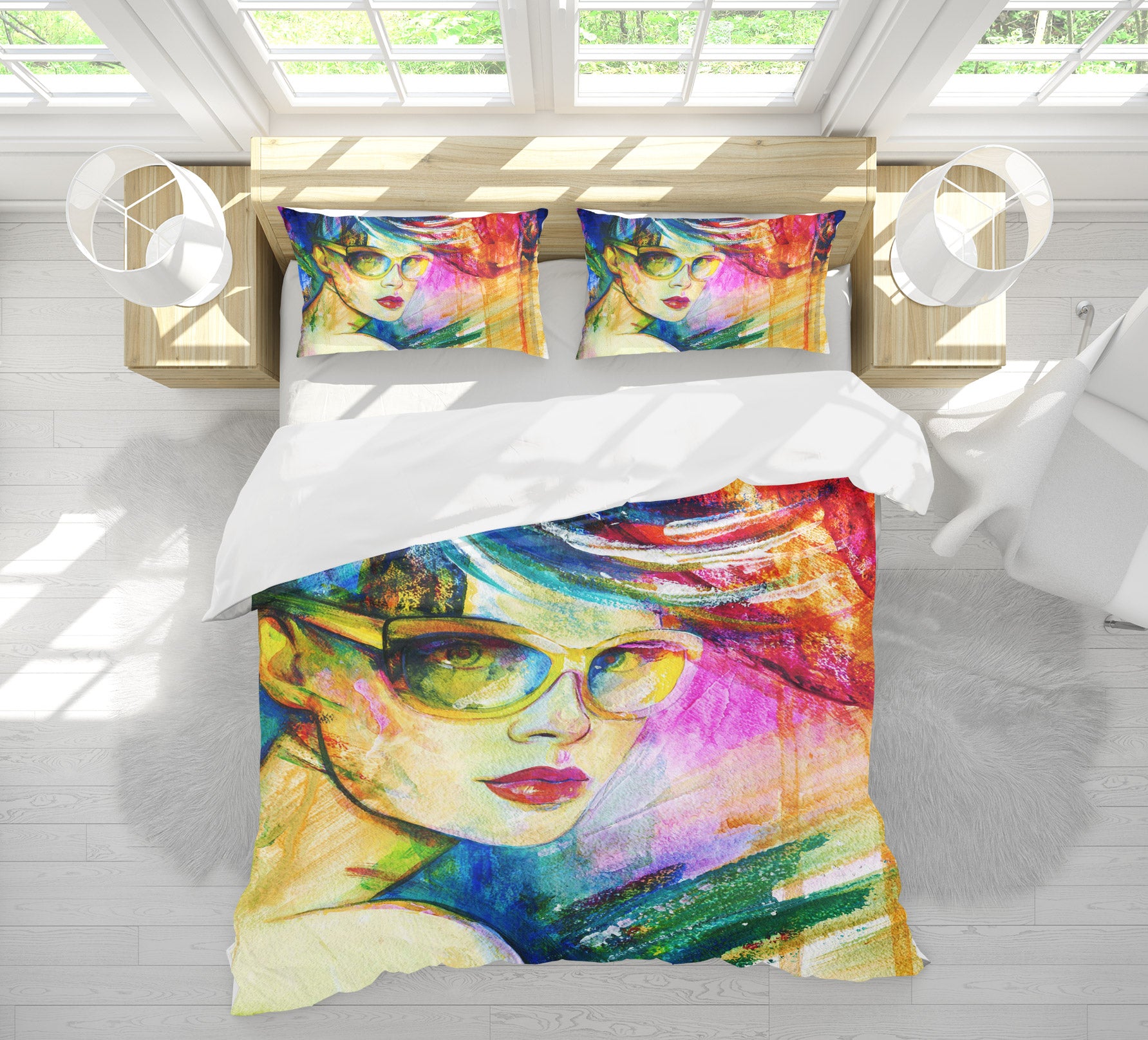 3D Painting Sunglasses Woman 051 Bed Pillowcases Quilt