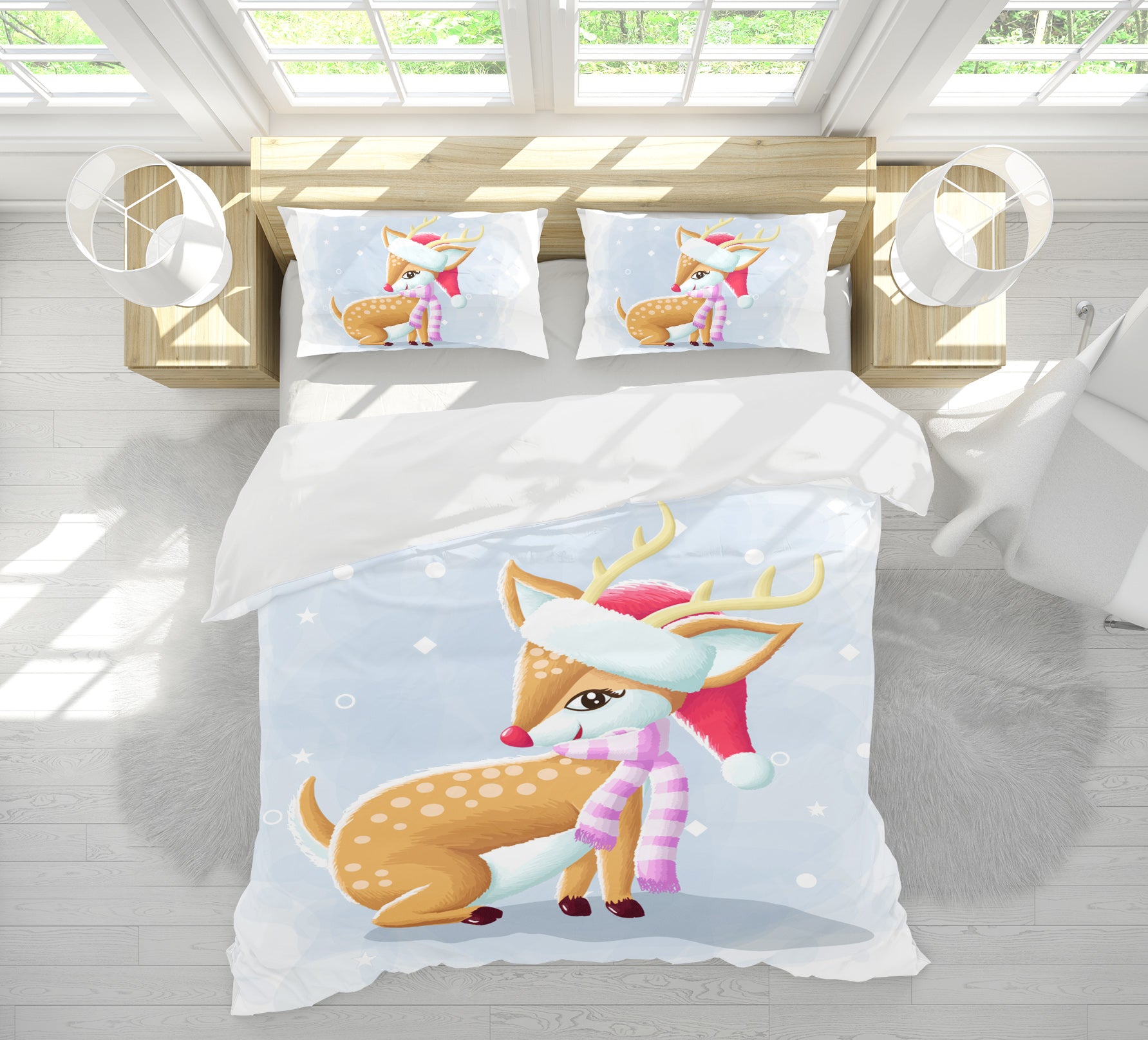 3D Sika Deer Scarf 64002 Bed Pillowcases Quilt