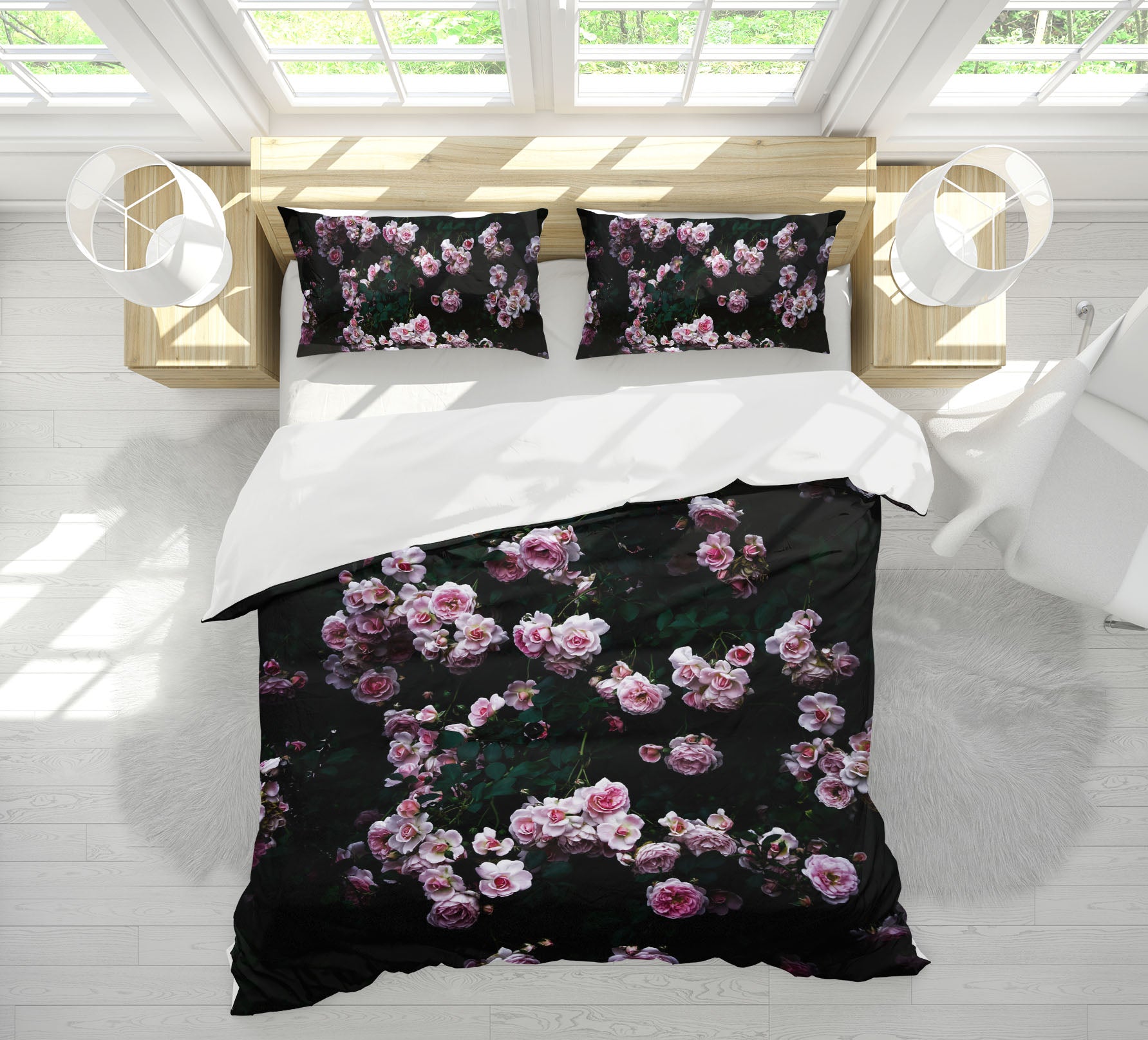3D Pink Rose 2007 Noirblanc777 Bedding Bed Pillowcases Quilt