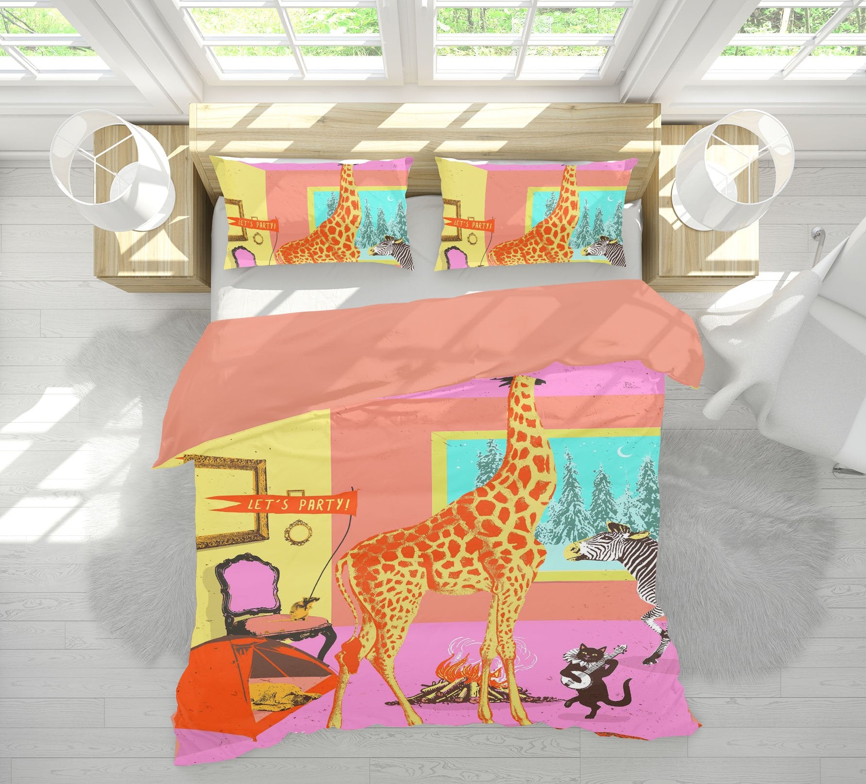 3D Animal Party 2108 Showdeer Bedding Bed Pillowcases Quilt Quiet Covers AJ Creativity Home