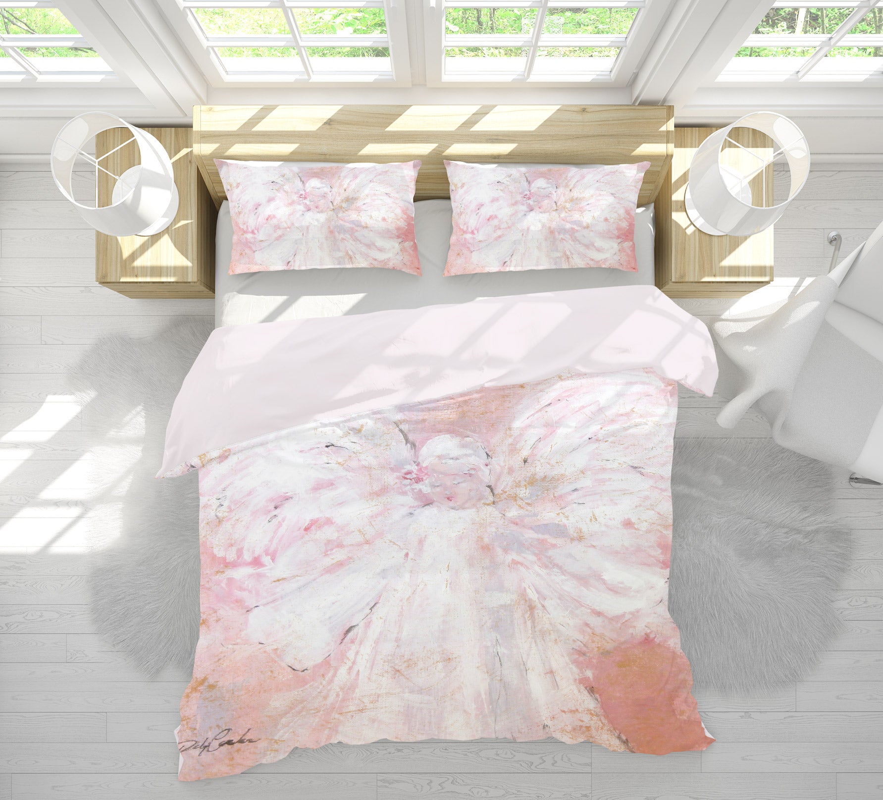 3D Pink Petal Angel 2155 Debi Coules Bedding Bed Pillowcases Quilt