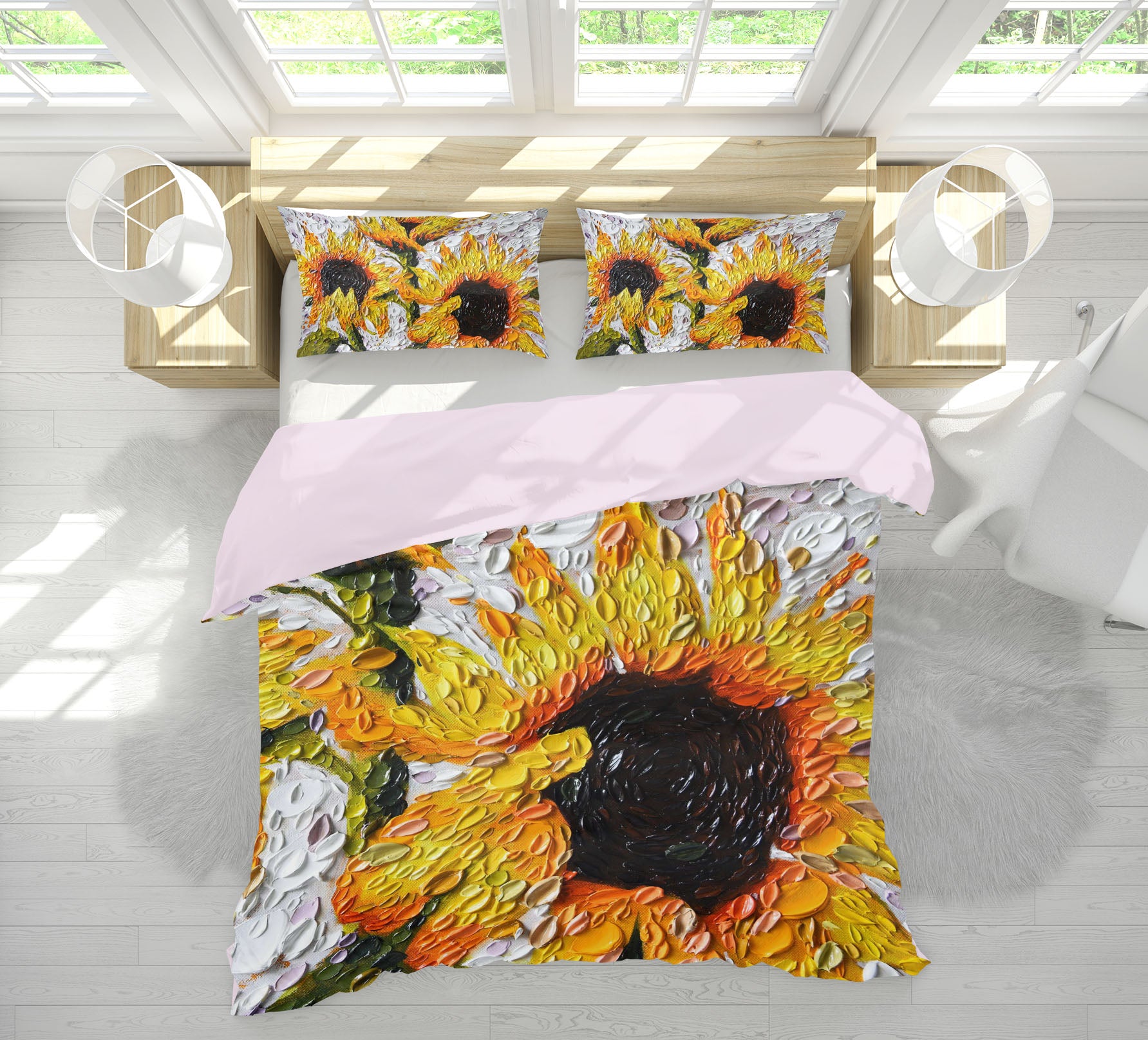 3D Sunflowers 2108 Dena Tollefson bedding Bed Pillowcases Quilt