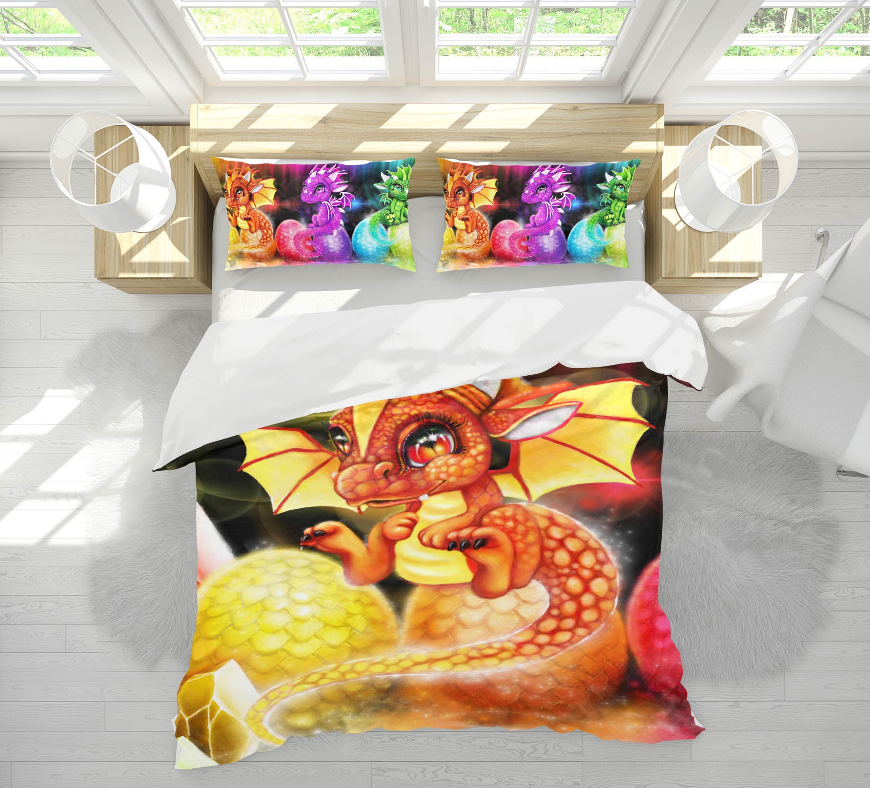 3D Yellow Dragon 8563 Sheena Pike Bedding Bed Pillowcases Quilt Cover Duvet Cover