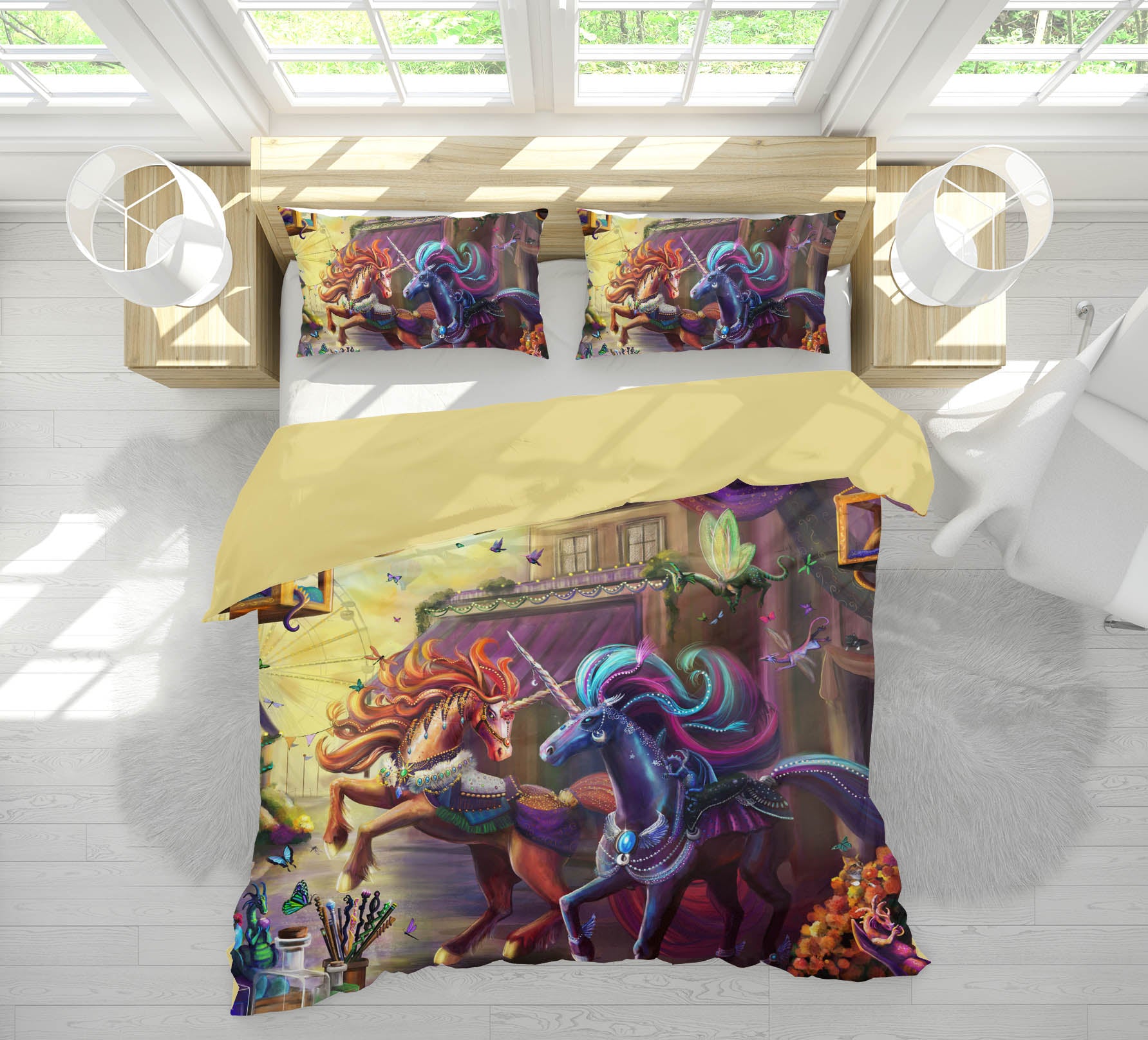 3D Running Unicorn 128 Rose Catherine Khan Bedding Bed Pillowcases Quilt