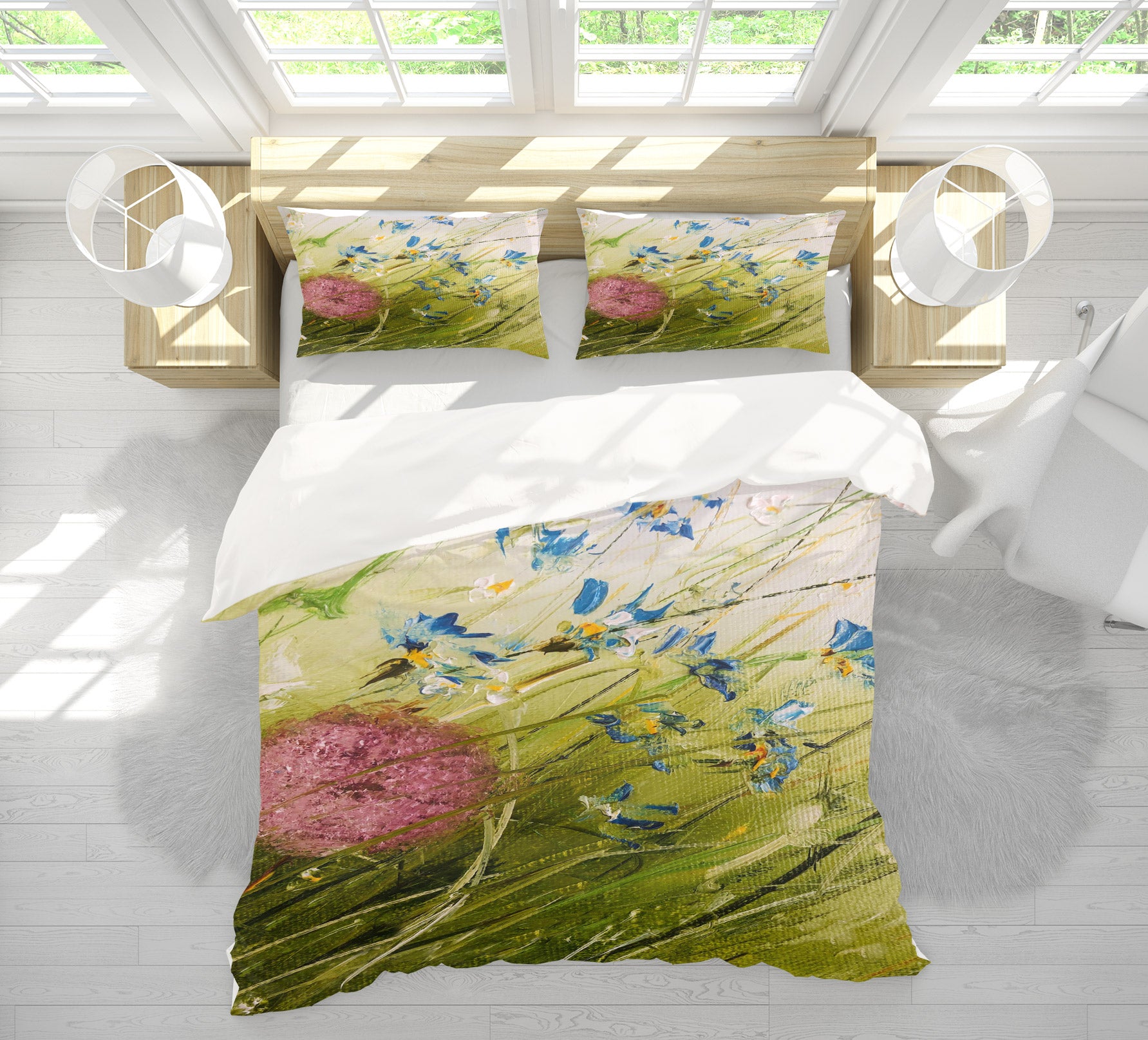 3D Blue Flower 504 Skromova Marina Bedding Bed Pillowcases Quilt