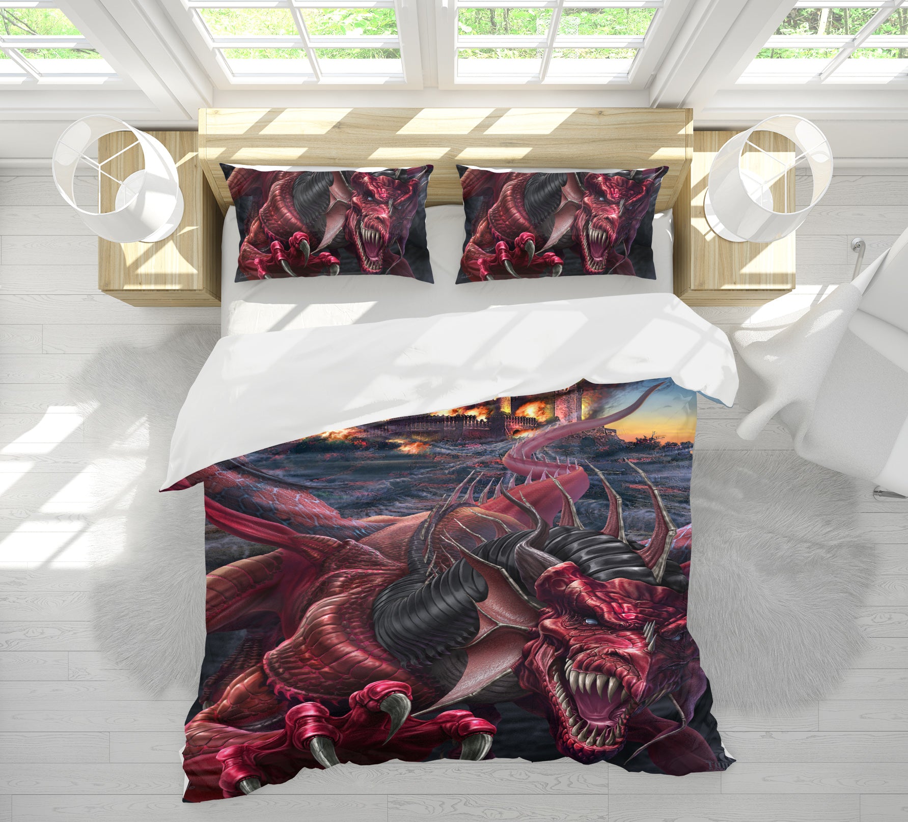 3D Red Monster Dragon 4071 Tom Wood Bedding Bed Pillowcases Quilt