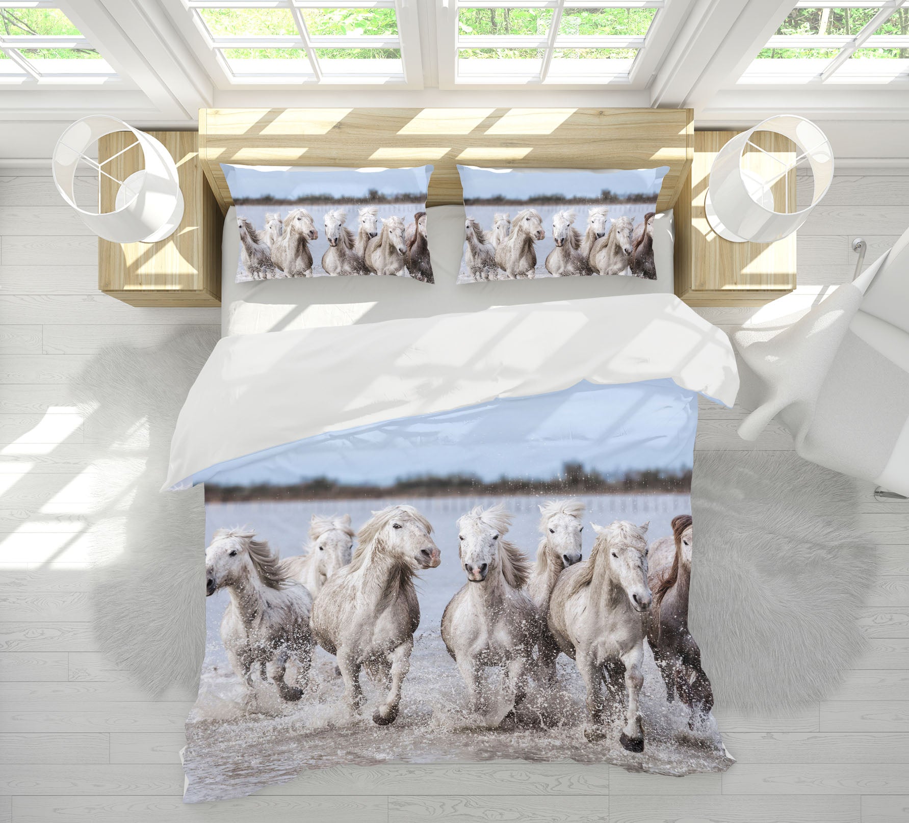 3D Galloping Horses 029 Marco Carmassi Bedding Bed Pillowcases Quilt