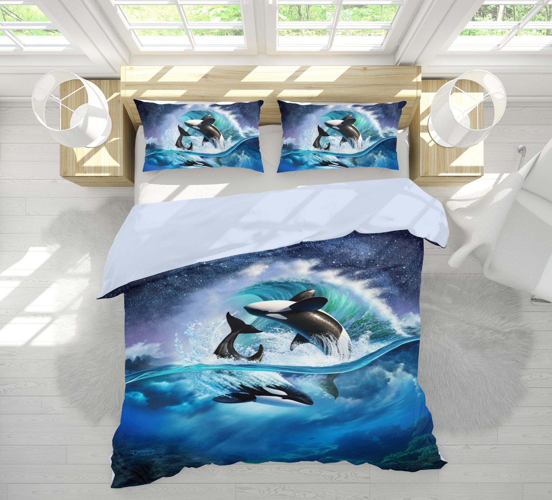 3D AOrca Wave 2128 Jerry LoFaro bedding Bed Pillowcases Quilt Quiet Covers AJ Creativity Home