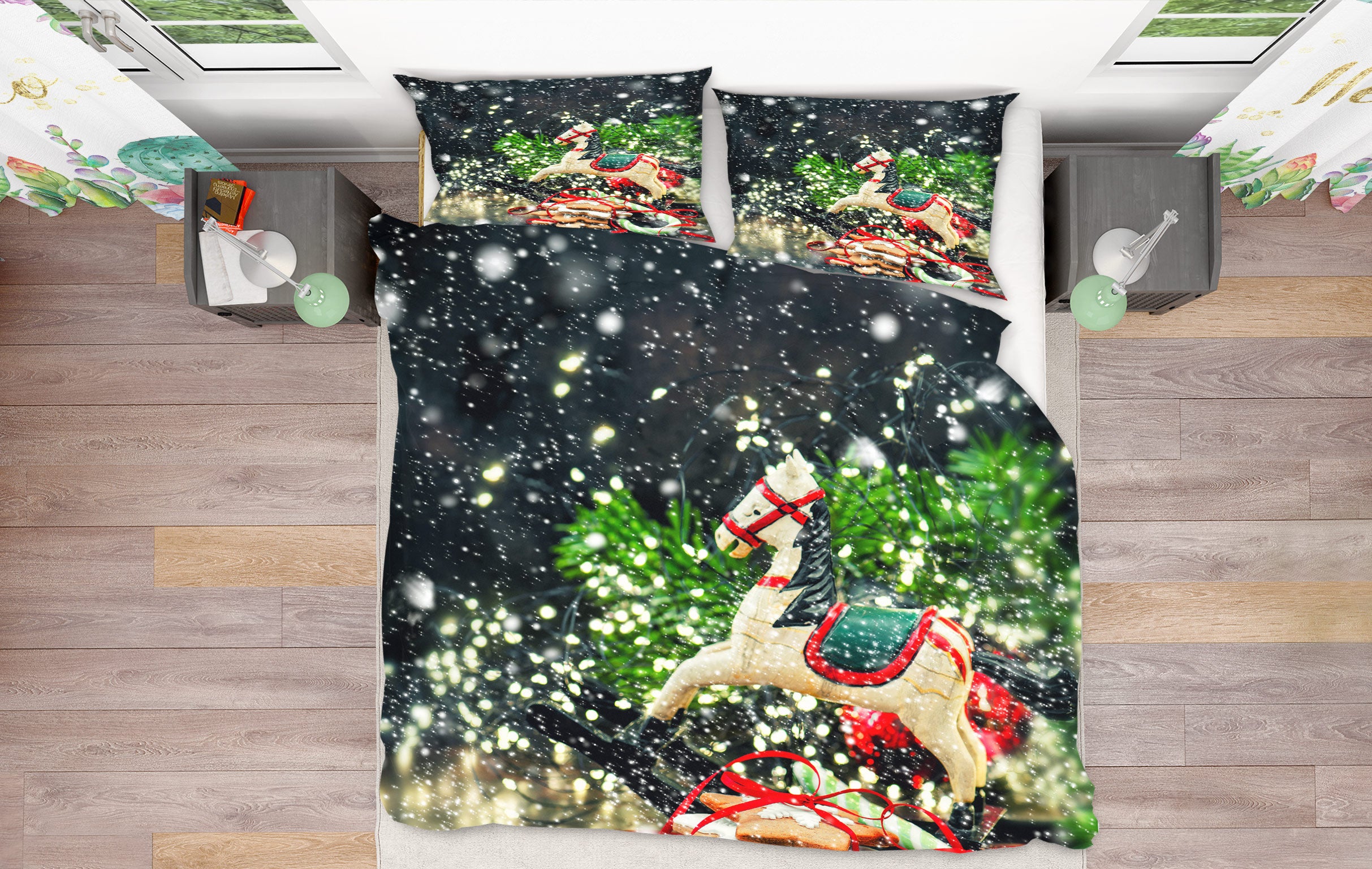 3D Snow Trojan Horse 52127 Christmas Quilt Duvet Cover Xmas Bed Pillowcases