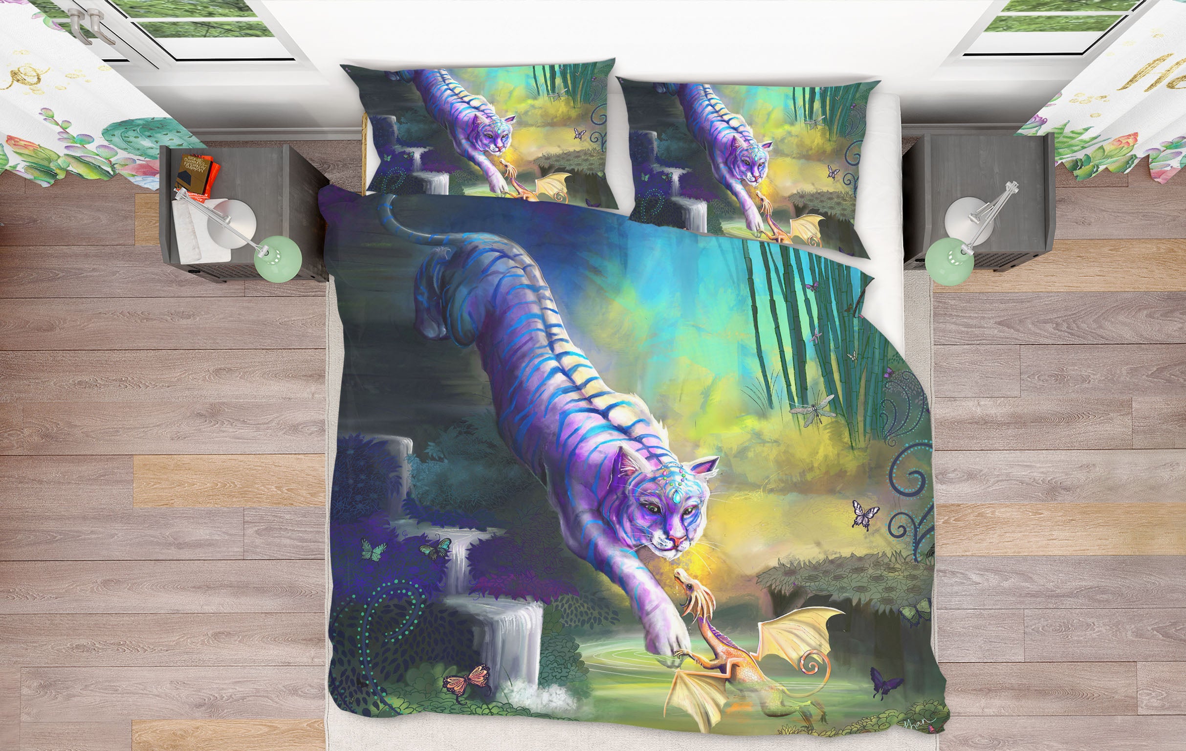 3D White Tiger 123 Rose Catherine Khan Bedding Bed Pillowcases Quilt